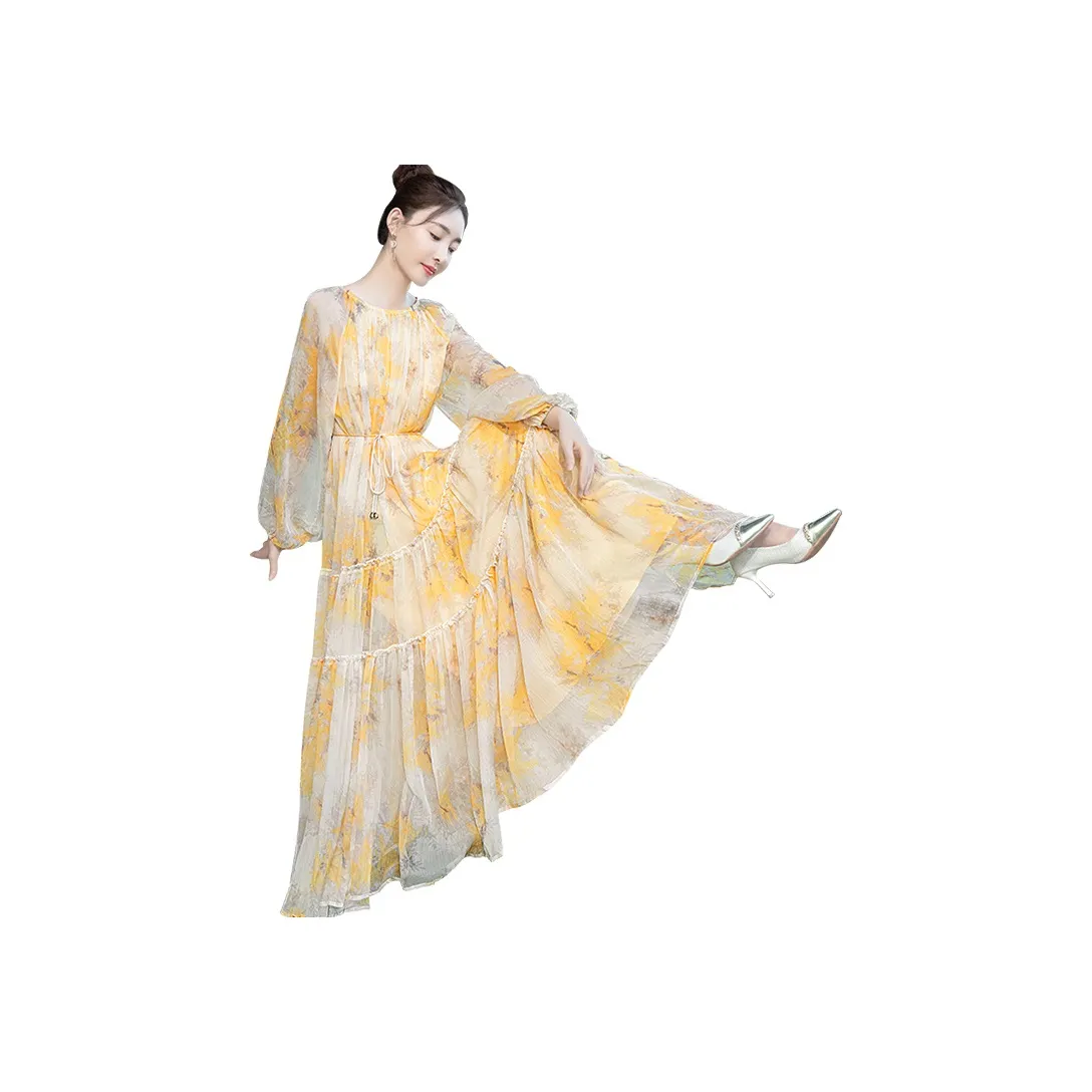 Cypress House Длинное платье с длинными рукавами женское