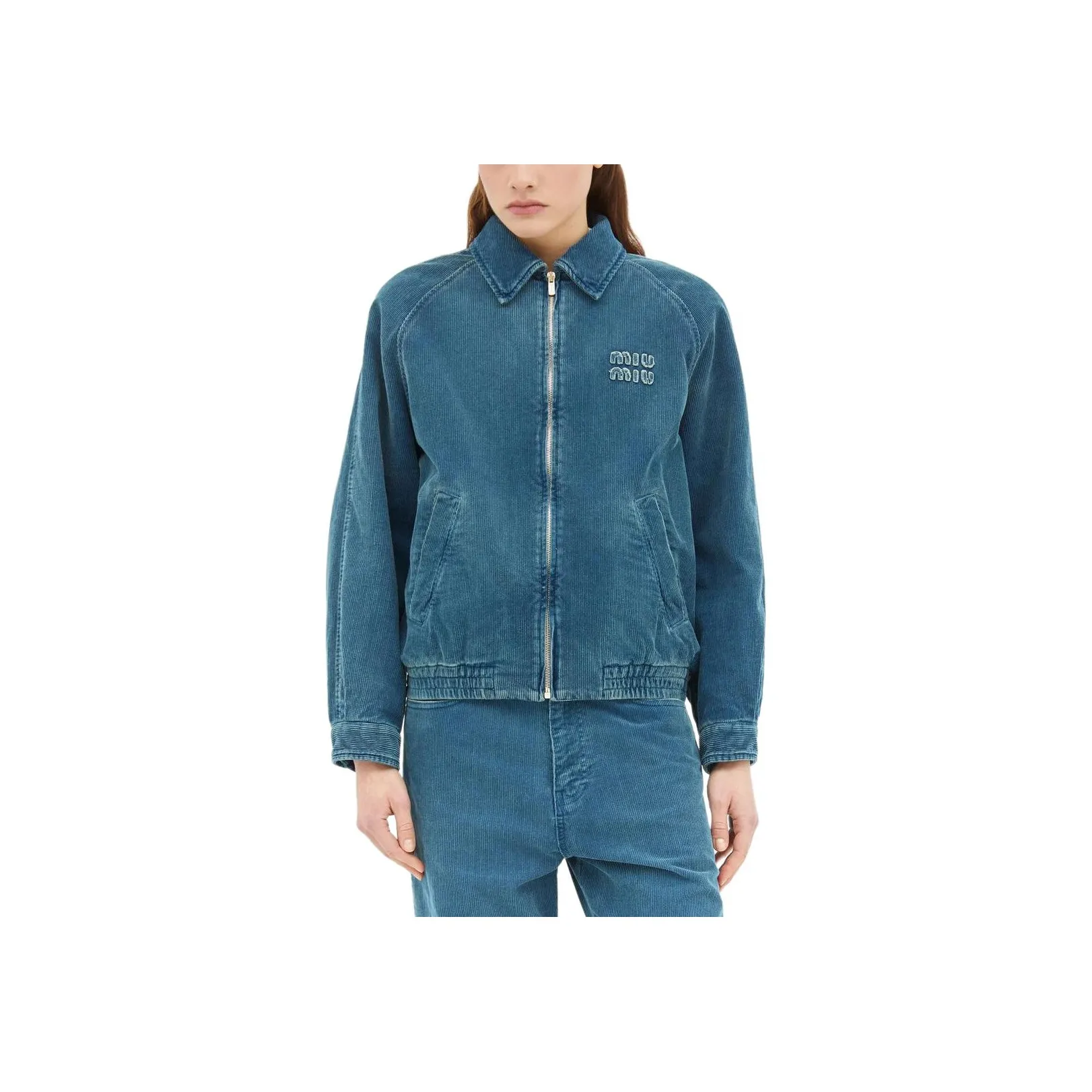 MIU MIU Washed Corduroy Jacket Azzurro