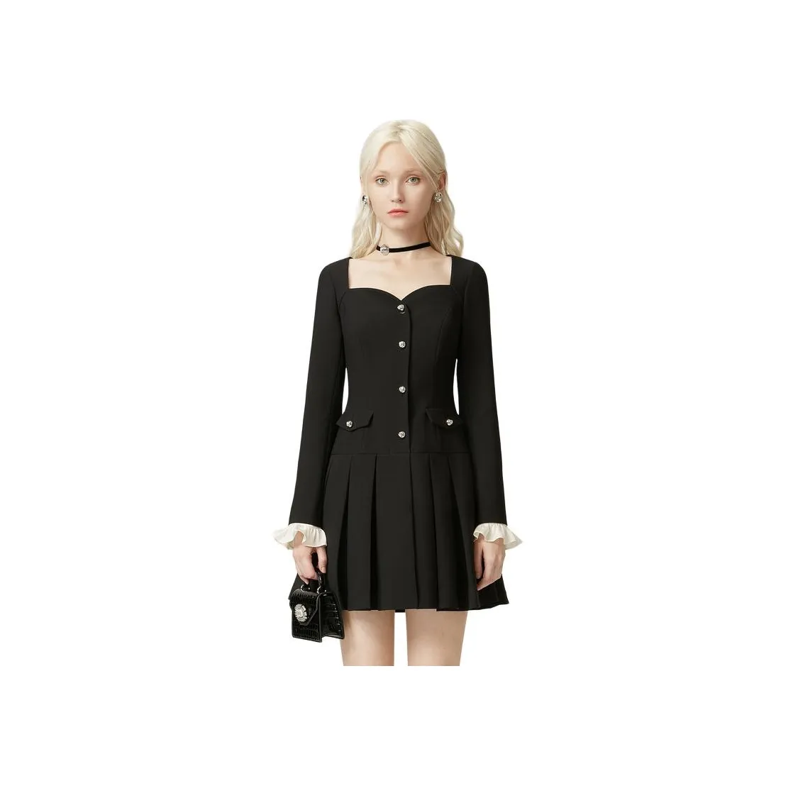 JORYAweekend Длинное платье с длинными рукавами женское черное