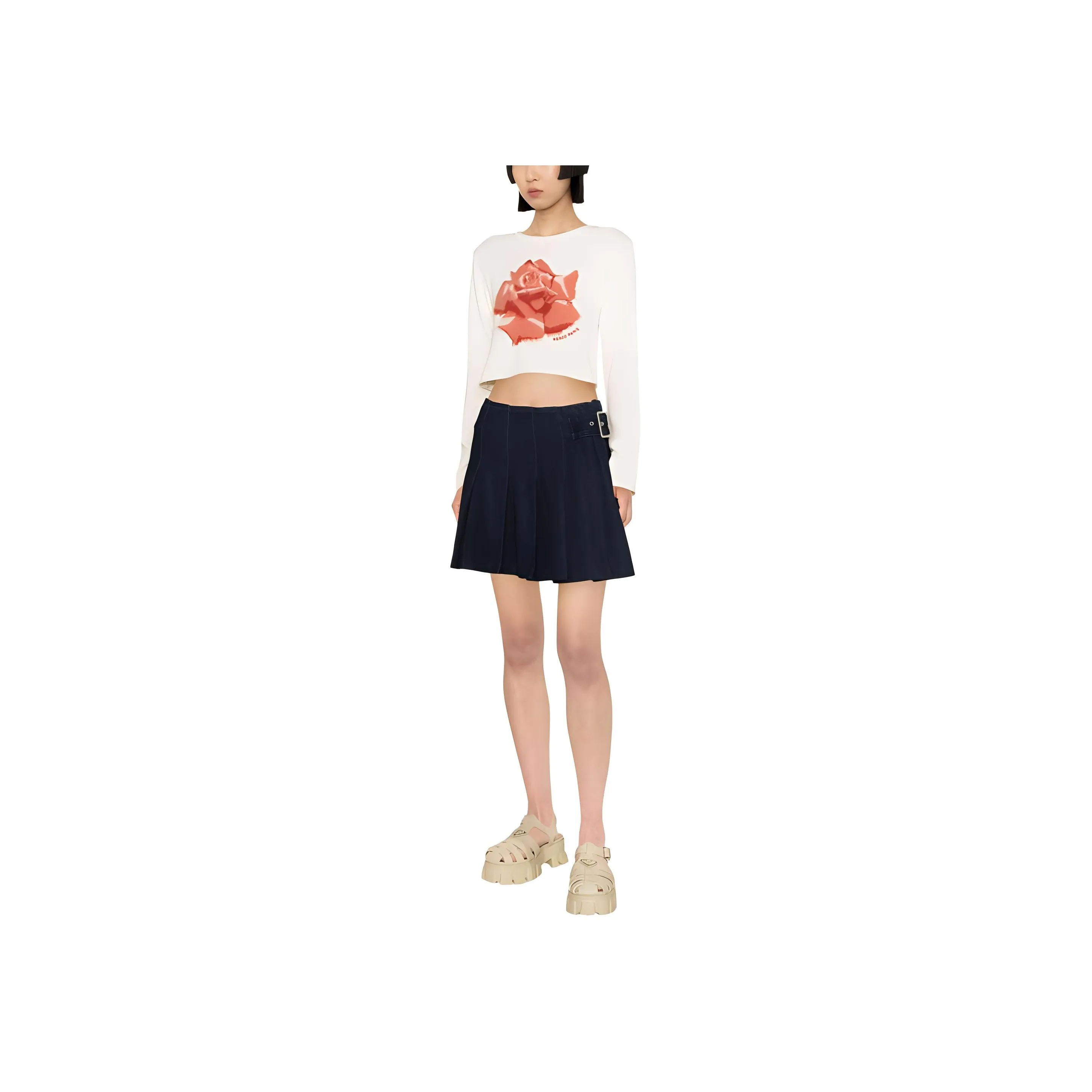 KENZO Rose Intarsia Knit Cropped Jumper