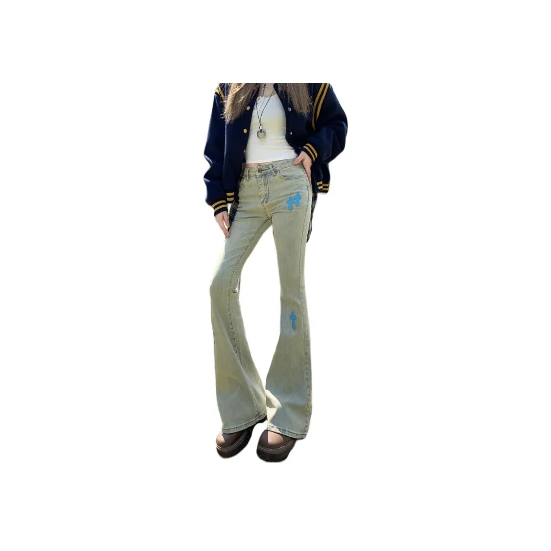 CARQ Грязь~~Желтый Длинный Брюки Женские Джинсы