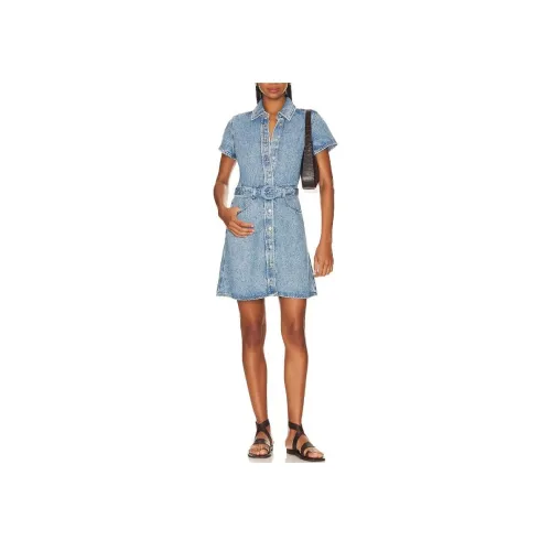 SEVEN FOR ALL MANKIND Blue Женские Короткие Платья с Рукавами