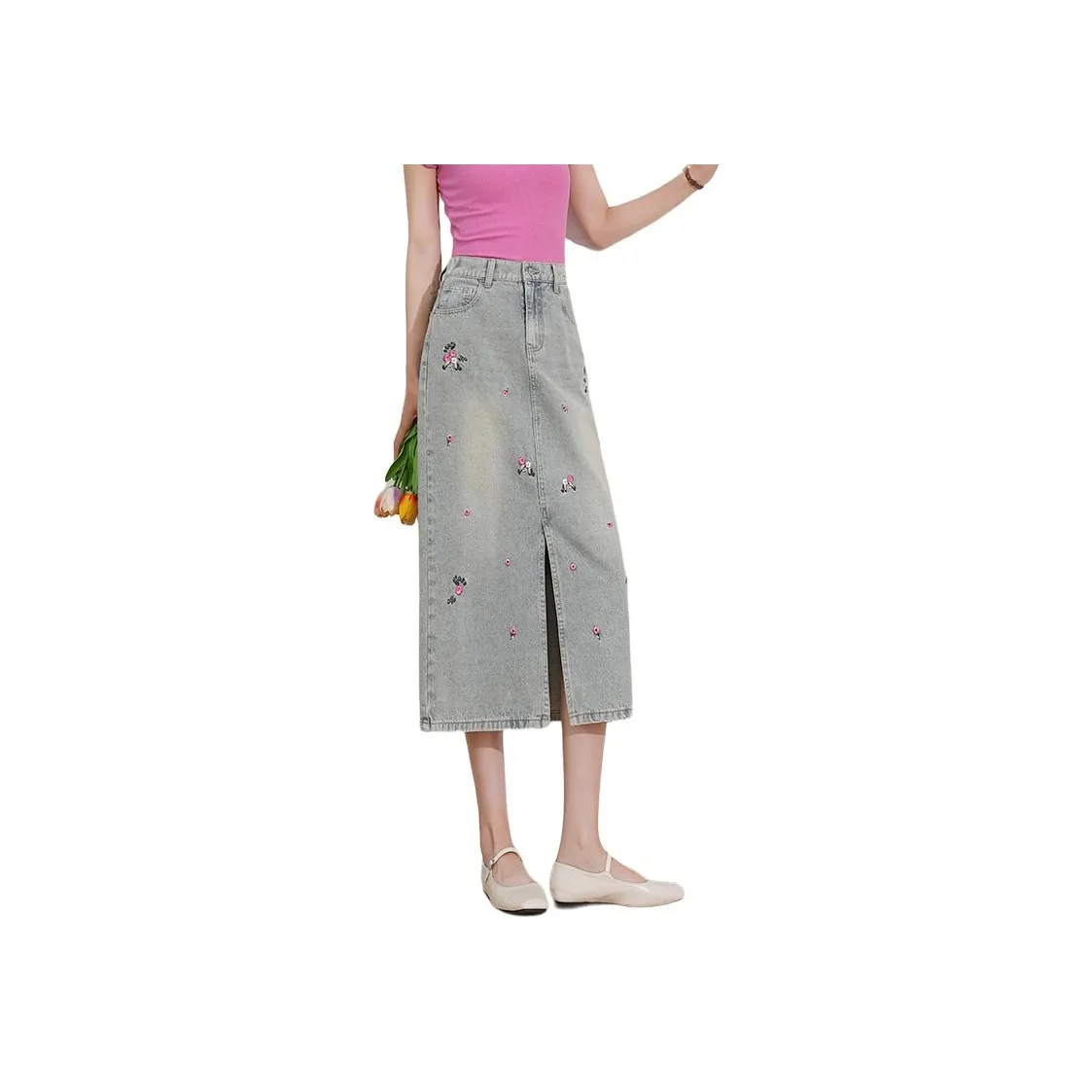 LOUISY AO Denim Длинная Юбка Женская Светло-Синяя