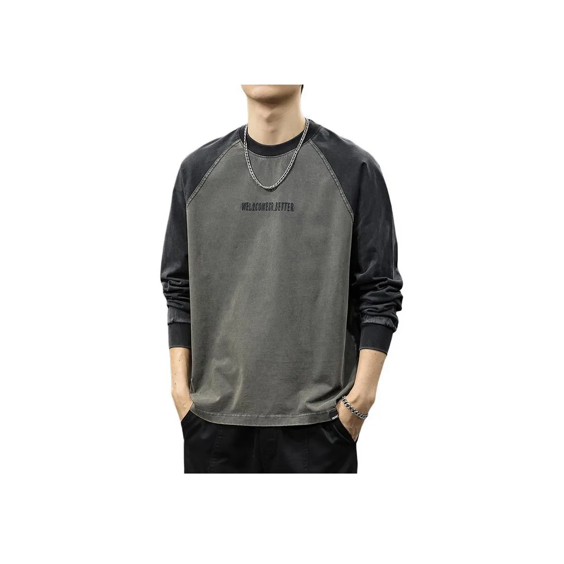 QIANJINNIU Черный Серый Цвет Мужская T-Рубашка