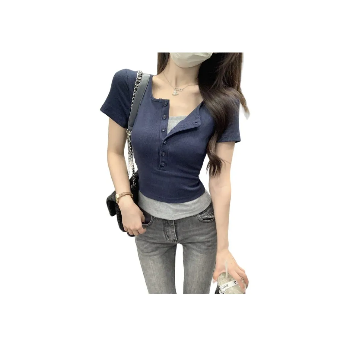 HELEH Комплект с короткими рукавами рубашка женский