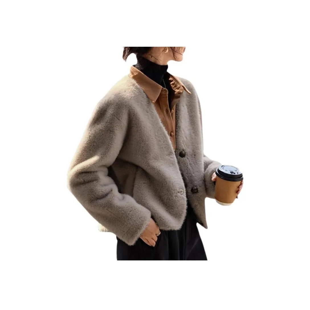 Mo Han Yi Mei Вельвет Feel Куртка Женская Светлая Фотиния Серый