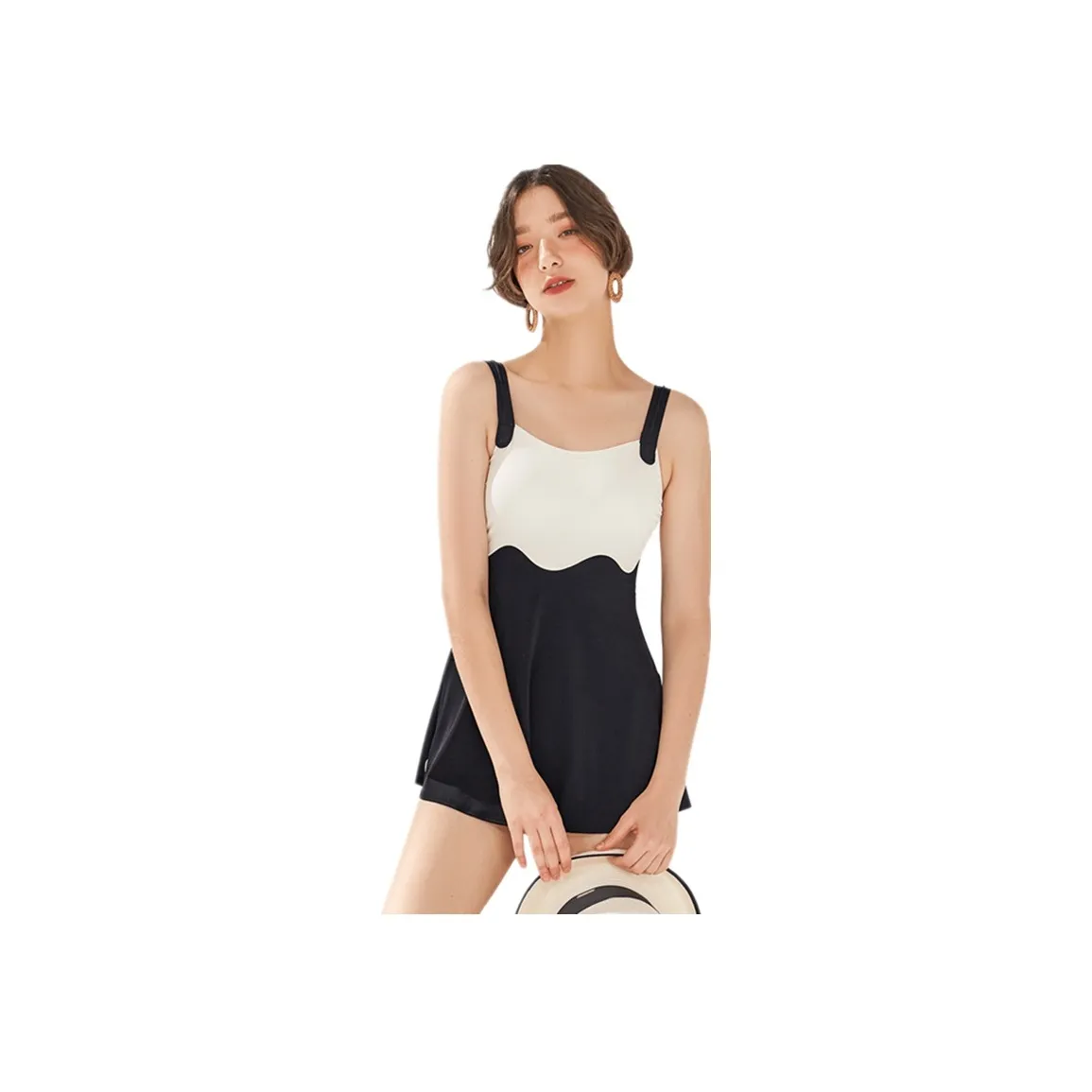 TOSWIM One piece Swimsuit Women's Black And White Raw Chocolate