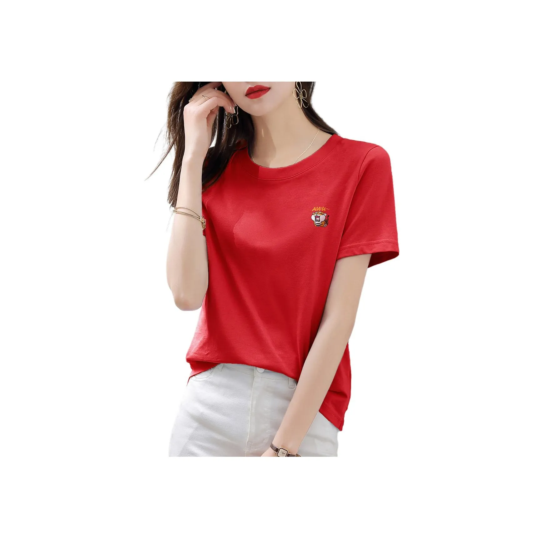 Mo Han Yi Mei T Рубашка Женская Красная