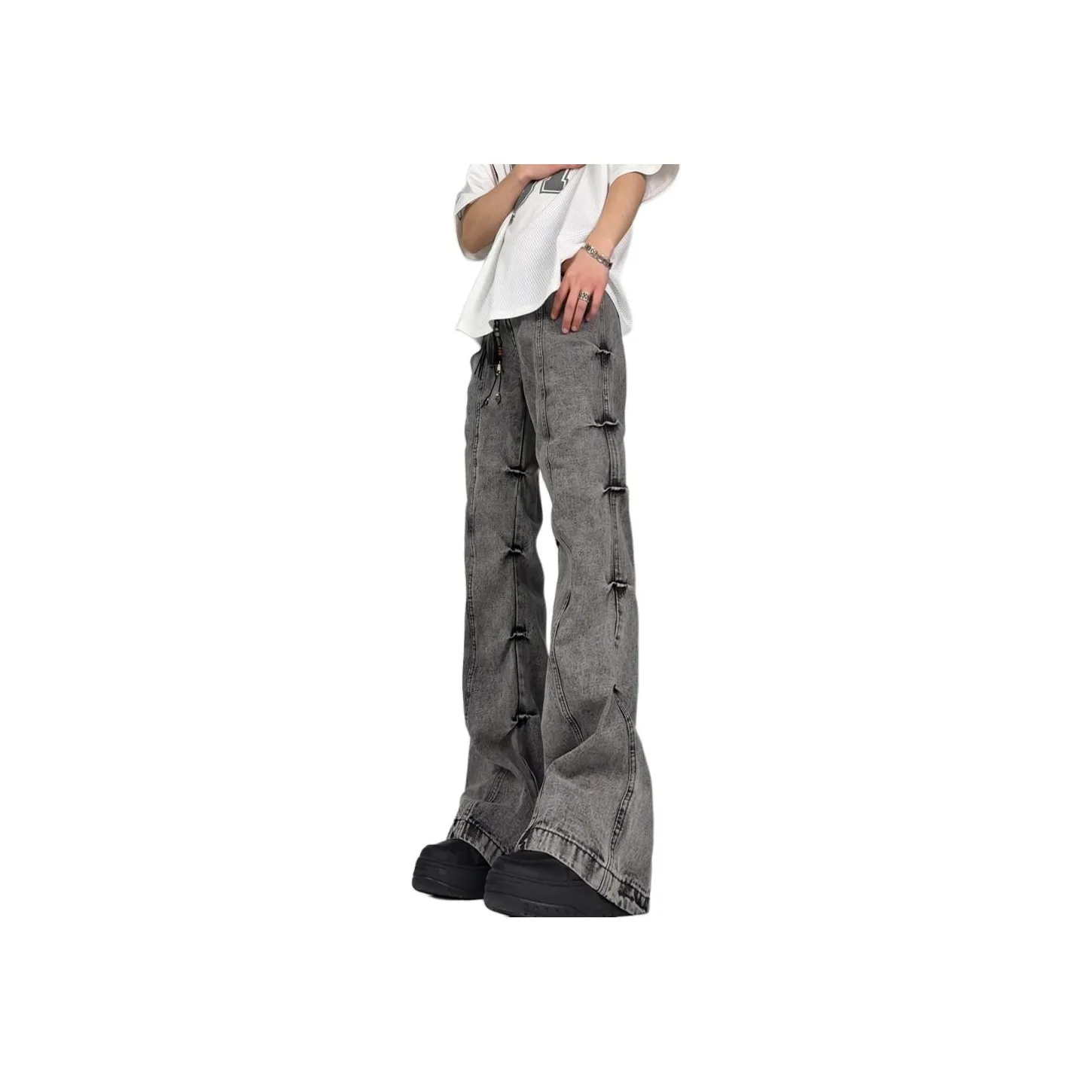 UPXIW Jeans Unisex Black Gray Color