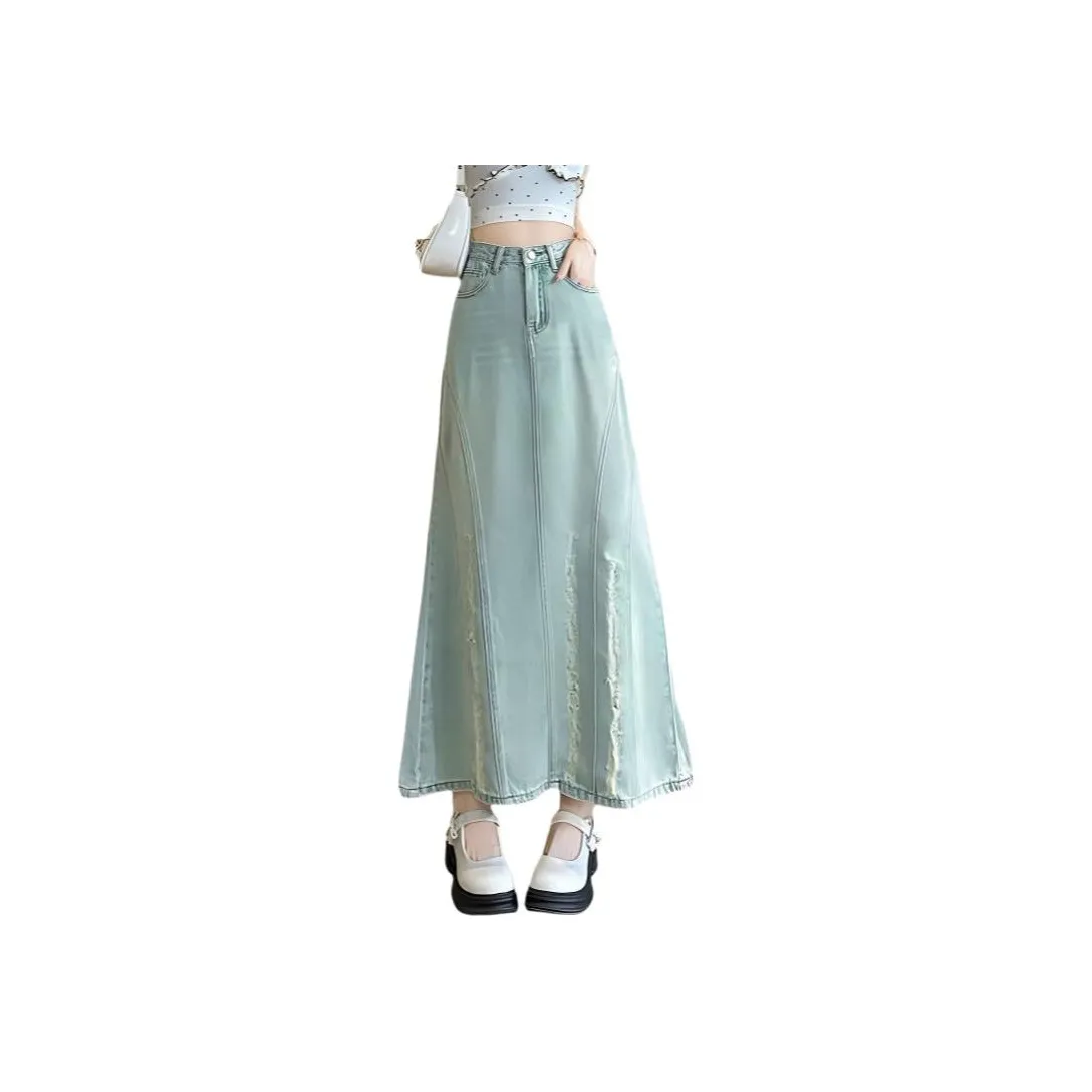 GOSO Синий Женские Джинсовые Длинные Юбки