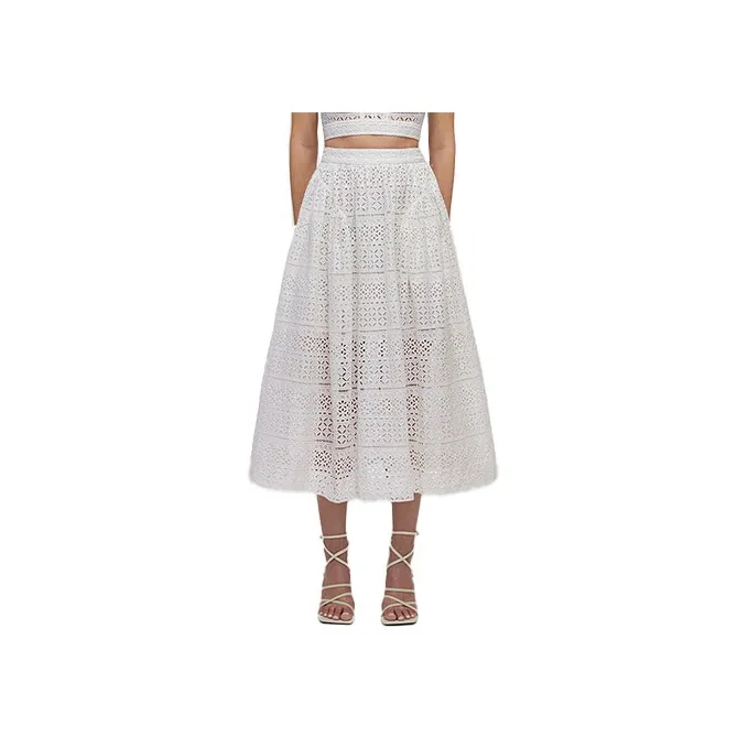 Self Portrait SS22 Long Skirt Women's Pure White