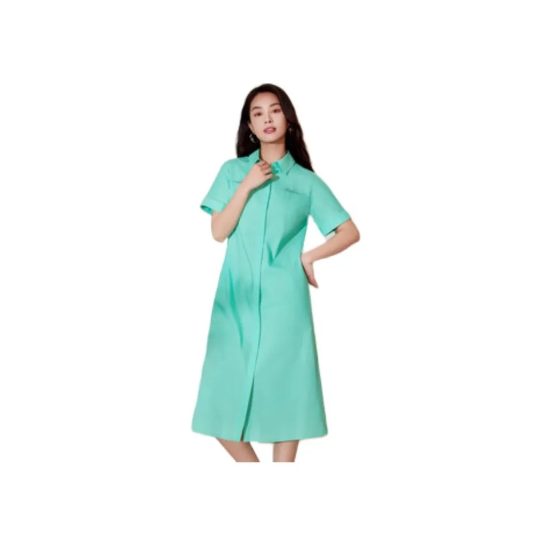 BBLLUUEE Мятно-зеленый Женские Длинные Платья с Длинными Рукавами