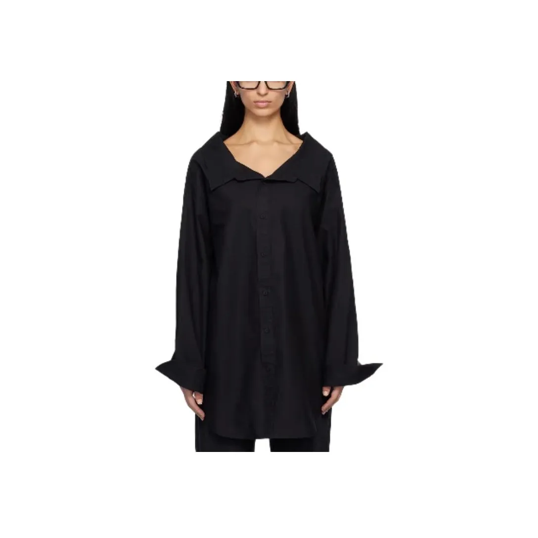 Balenciaga Off Shoulder Oversized Poplin Shirt