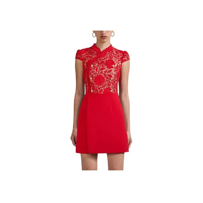 Self portrait SS23 Short Sleeved Dress Women's Red