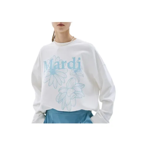 MARDI MERCREDI Three Flowers Collection Белый/Небесно-голубой Женские Свитшоты