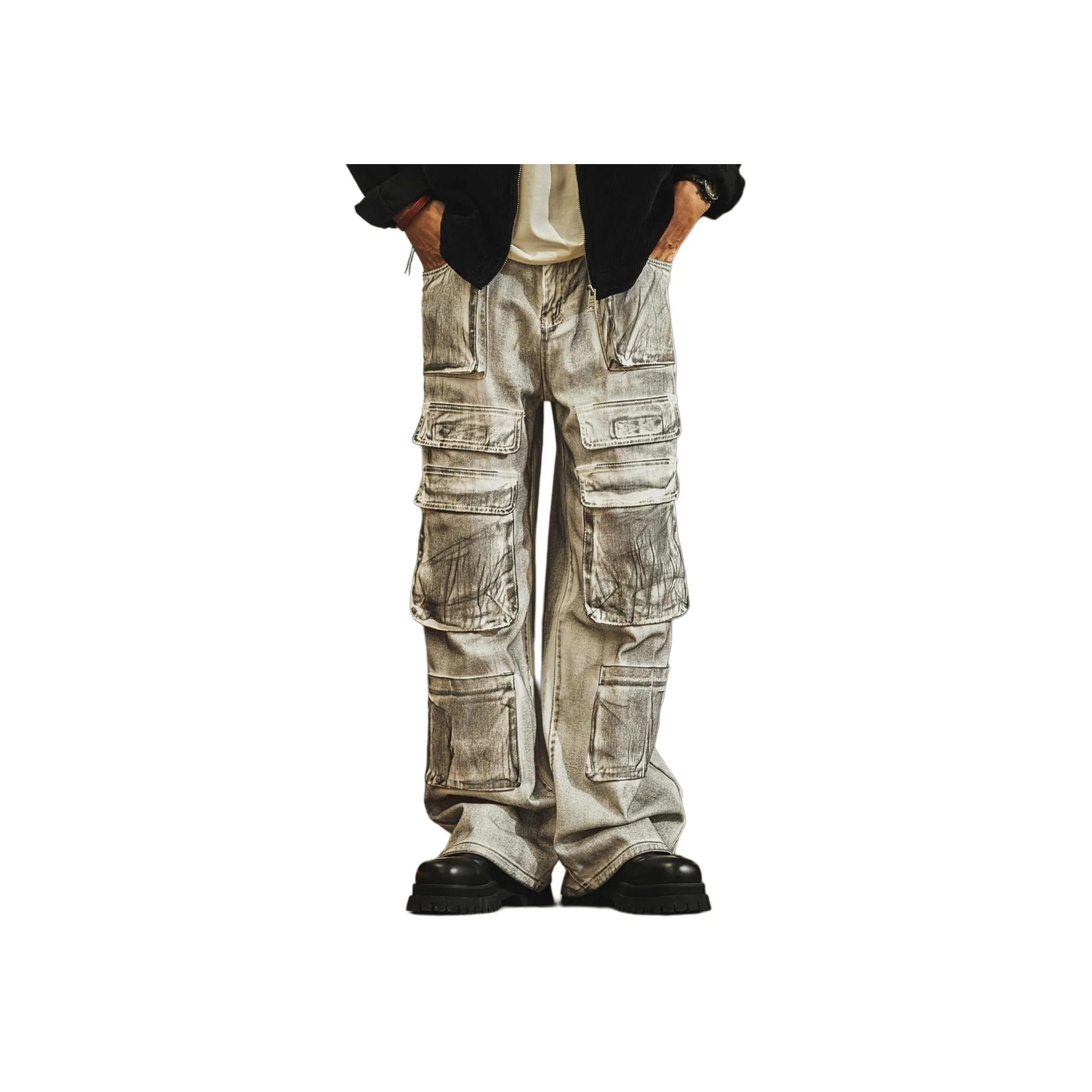 GELANLU Весенние Повседневные Брюки Мужские Белый Грязь