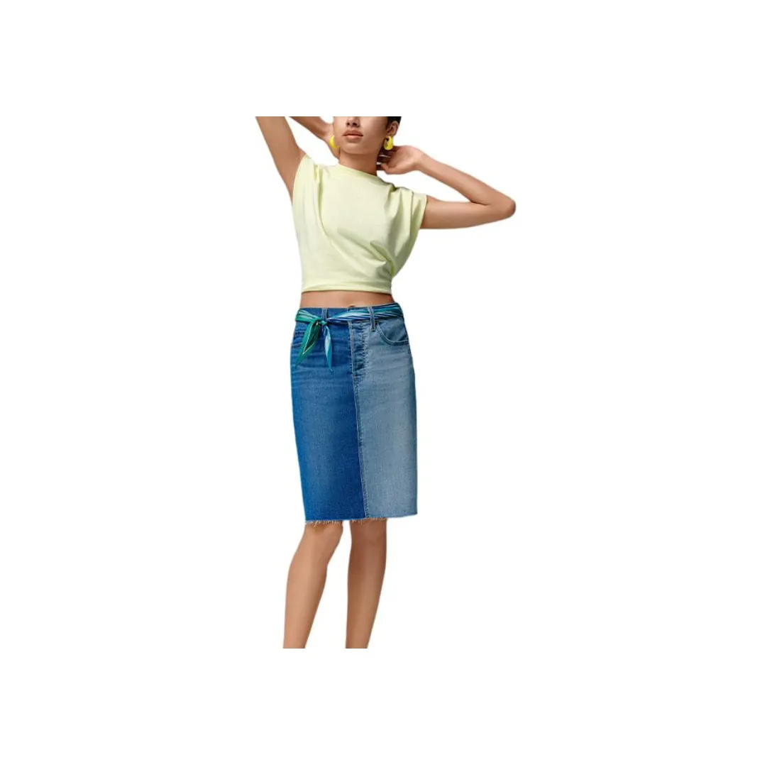 Levi's Деним Длинная Юбка Женская Синяя