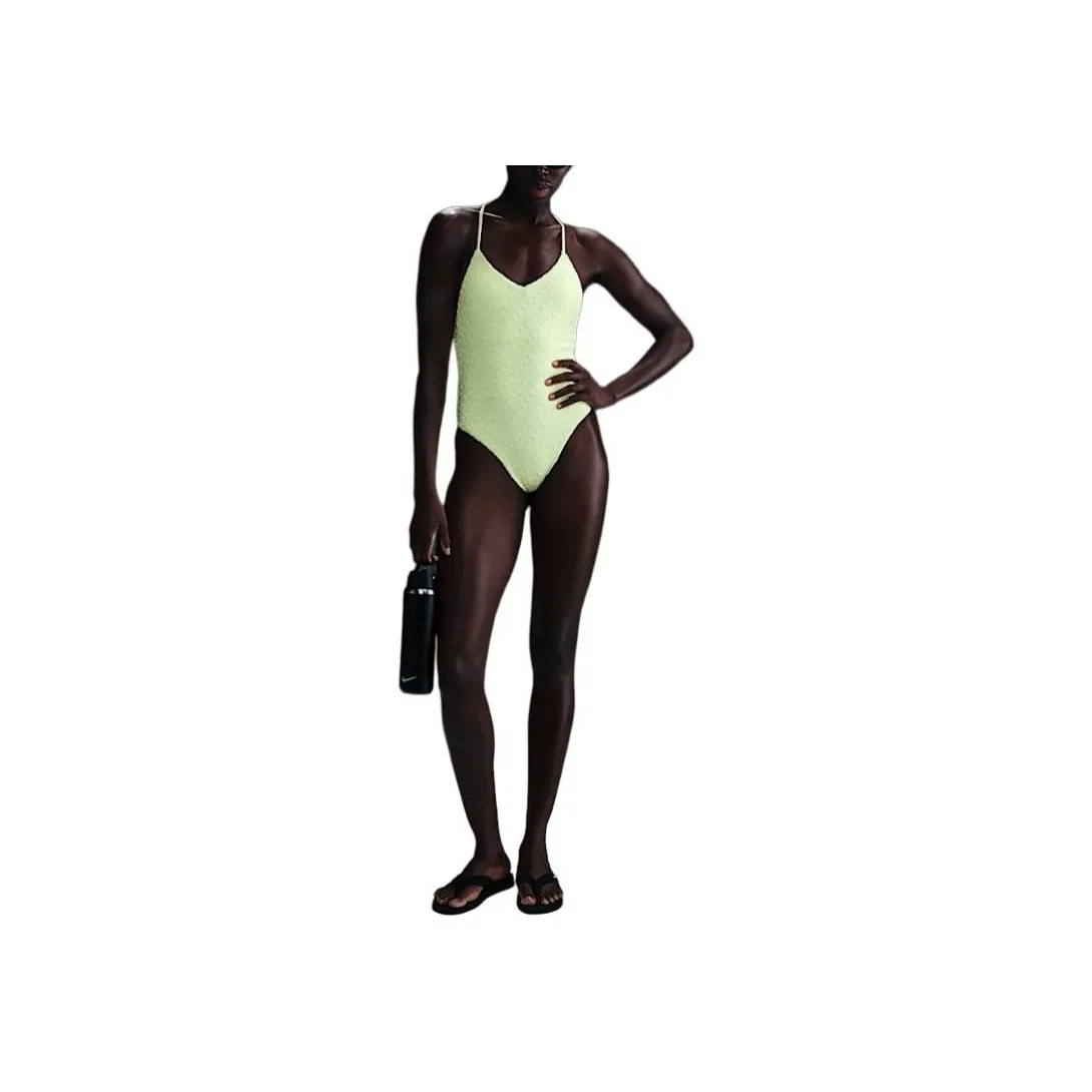 Nike Swoosh One piece Swimsuit Women's Light Yellow Green/Black