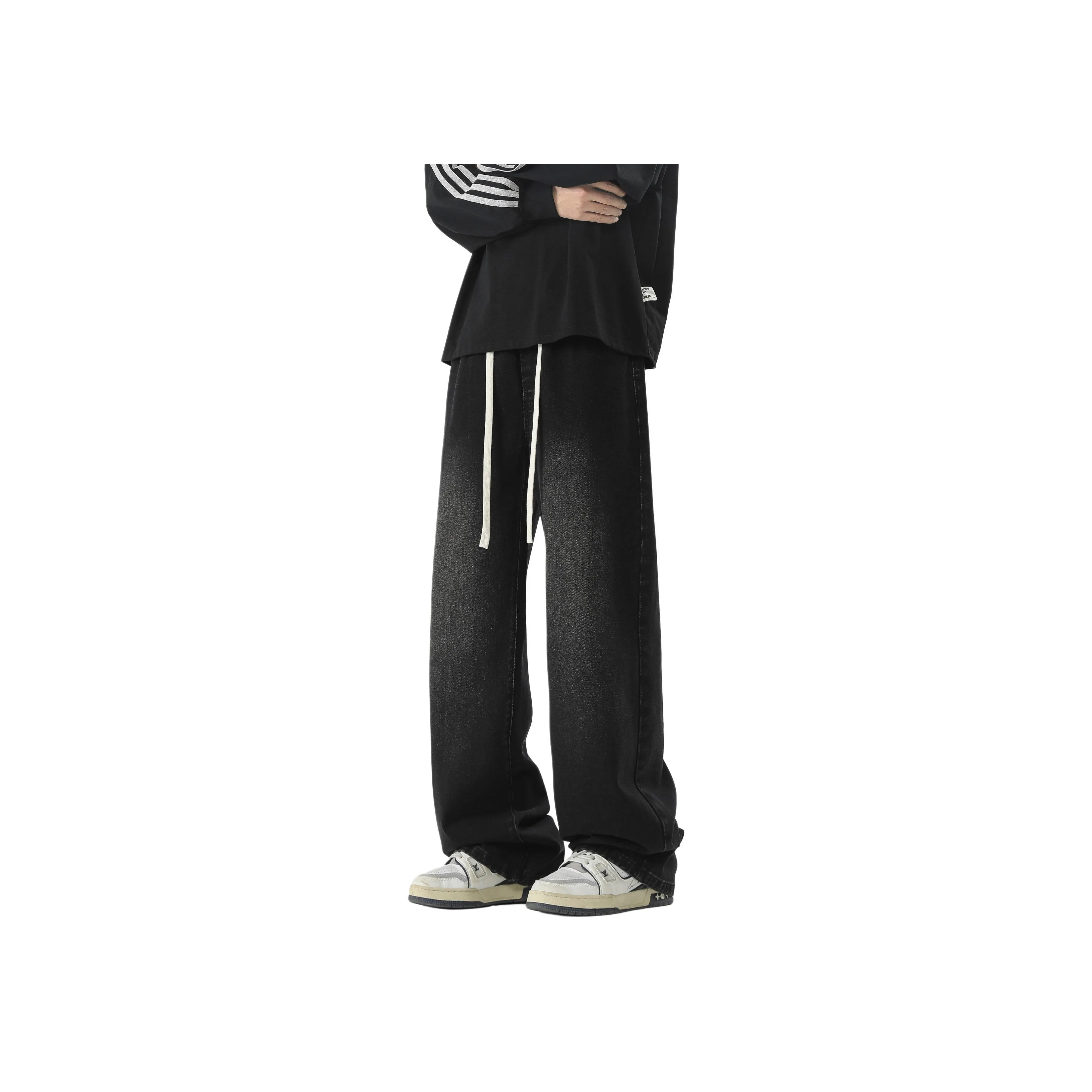 REXSHION Jeans Unisex Distressed Gray