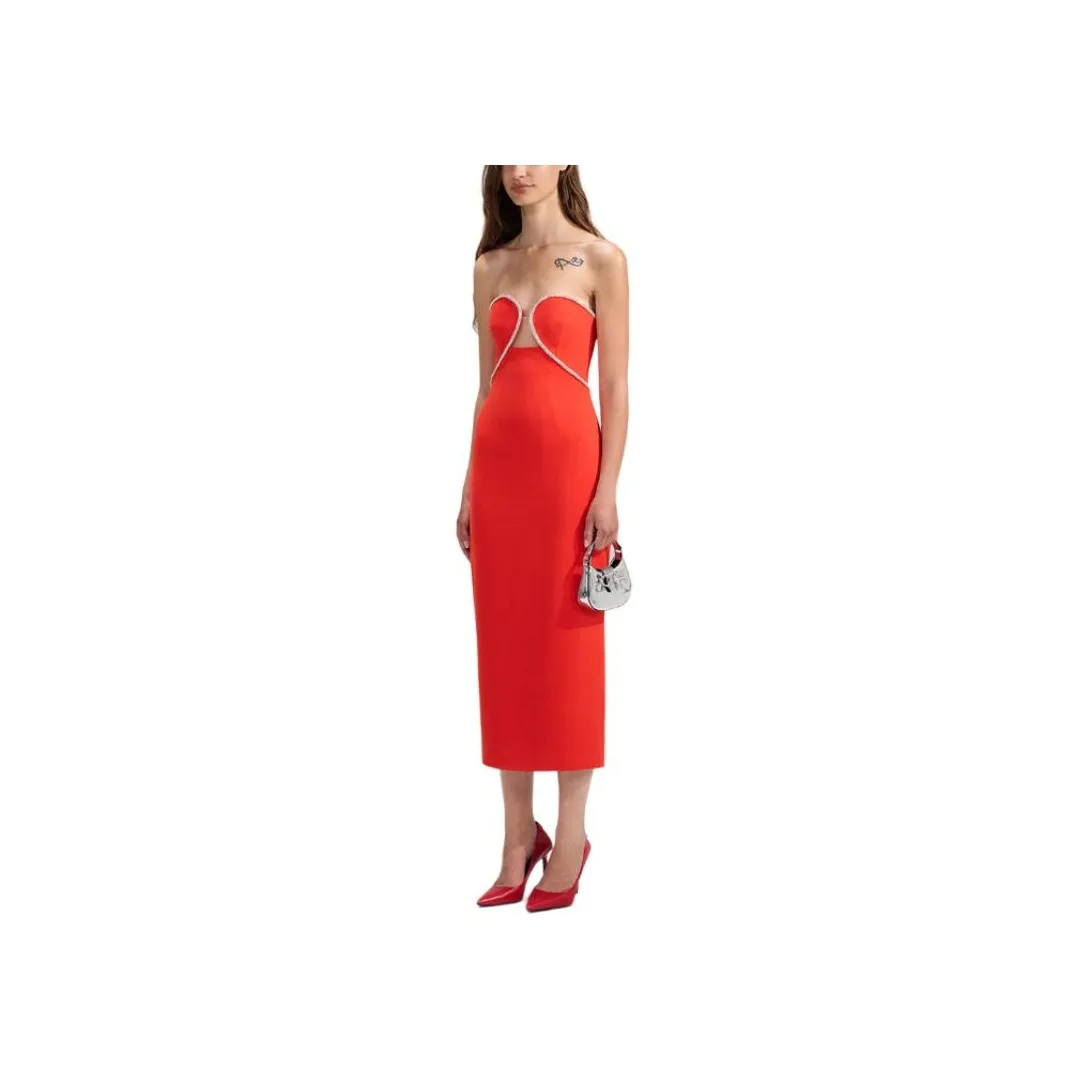 Self portrait Sleeveless Dress Women's Bright Orange