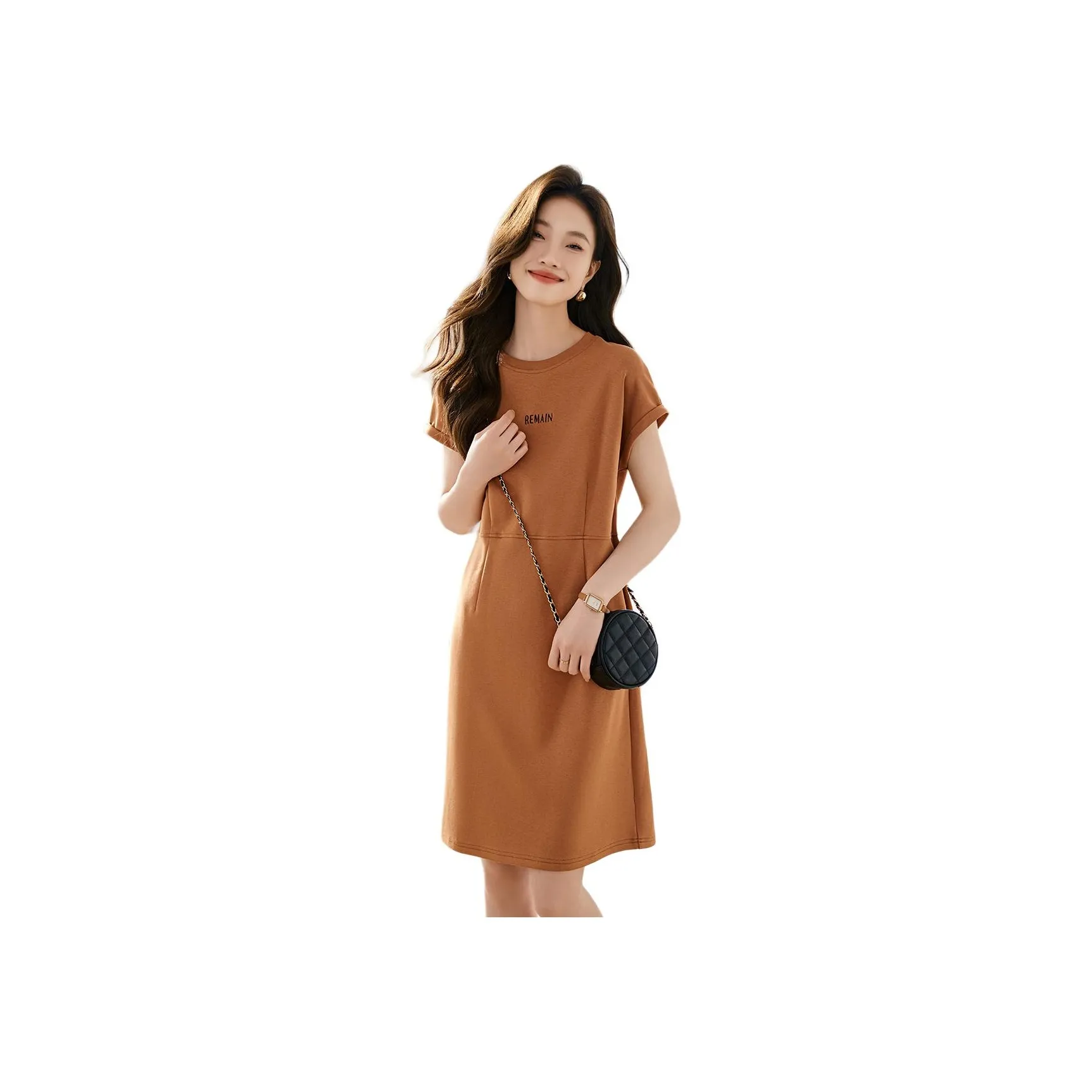 Mo Han Yi Mei Short Sleeved Dress Women's Orange