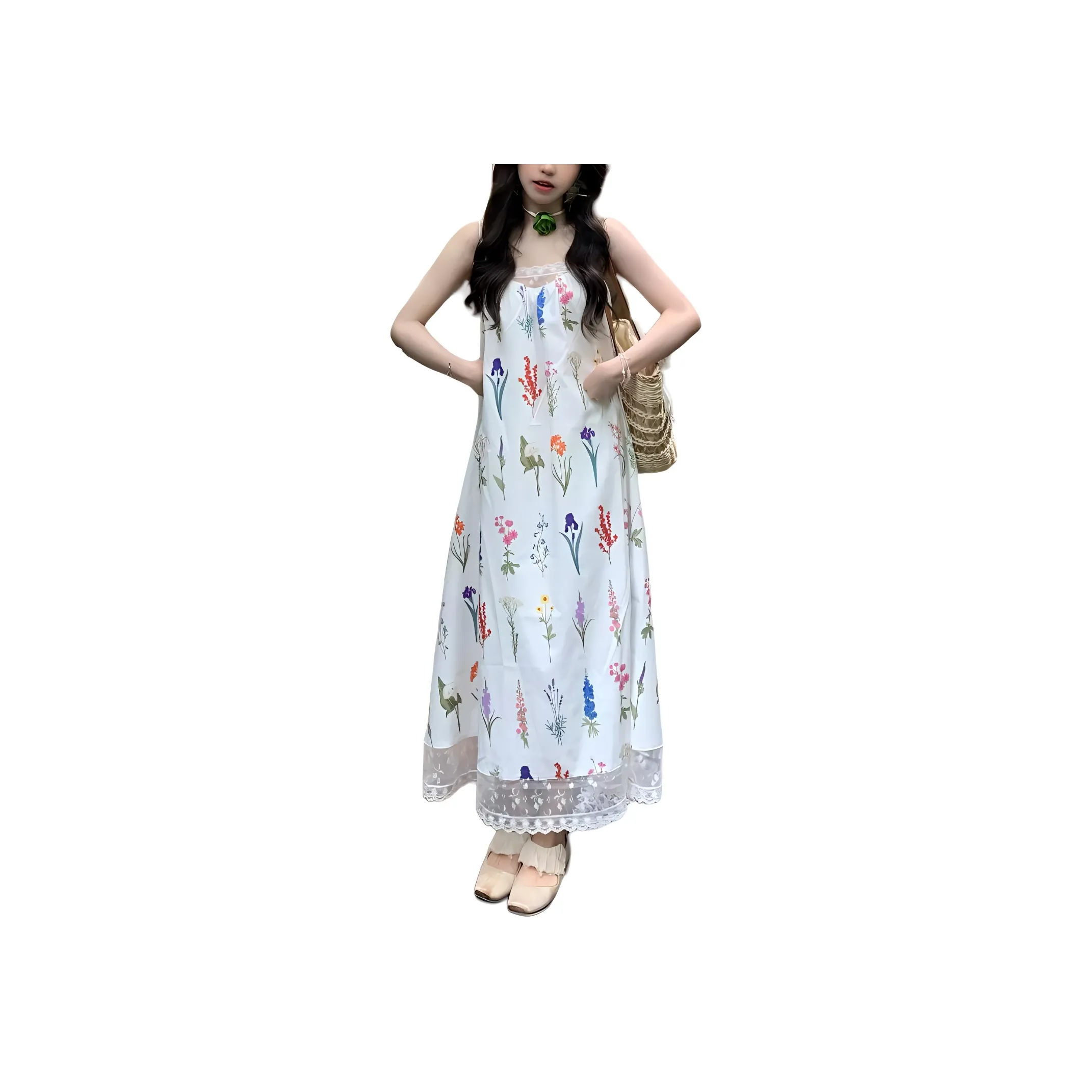 Wbwq Slip Dress Women's White Base Print
