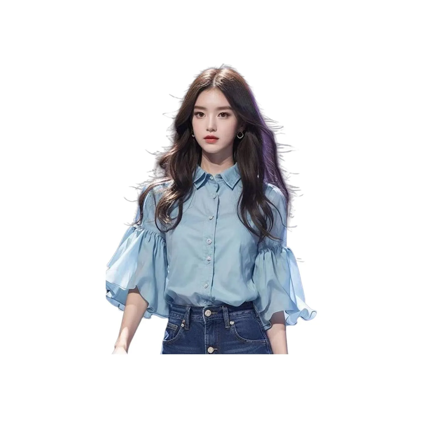 SHUIZHONGHUA Синий Женская Рубашка