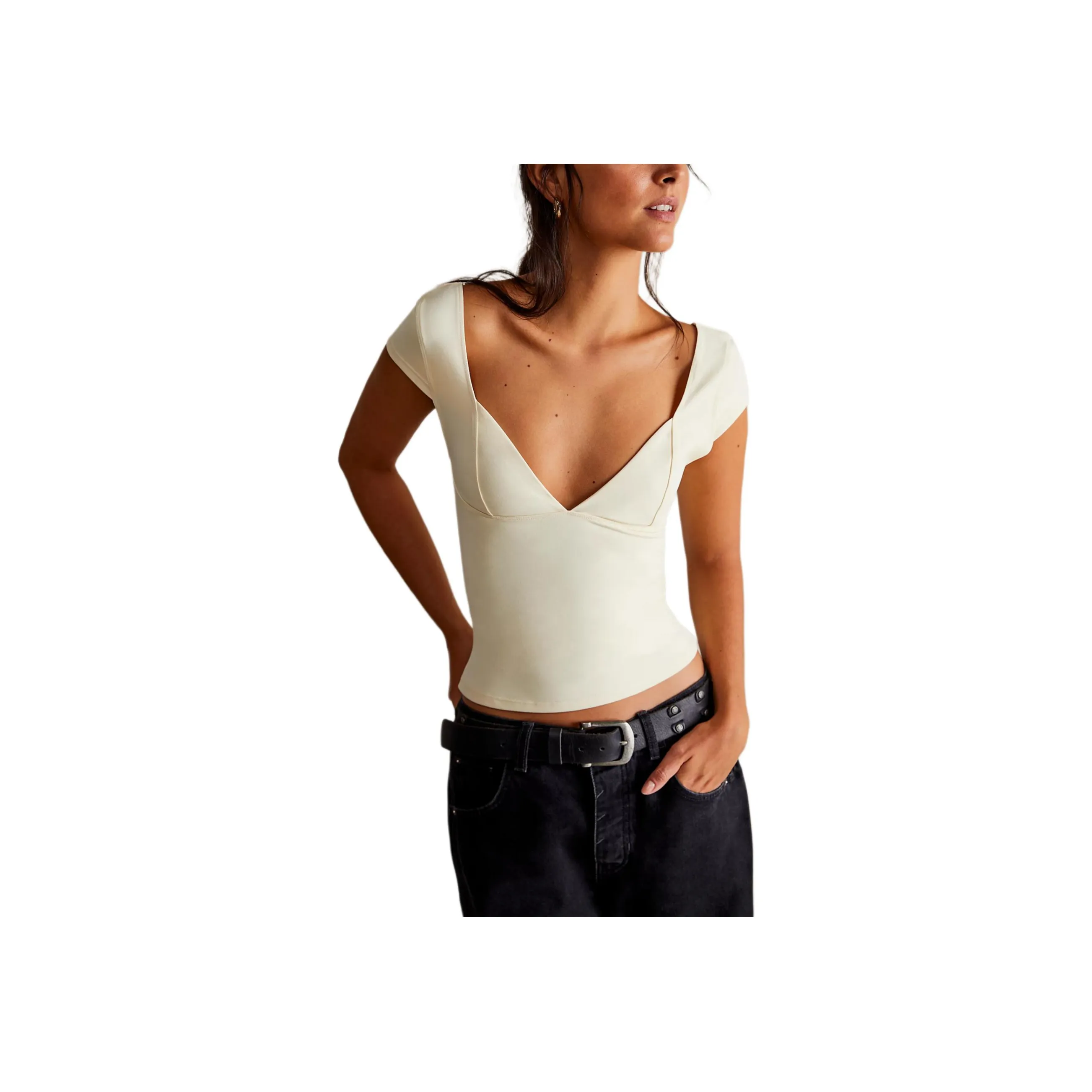 FREE PEOPLE T Shirt Women's Ivory/Ivory