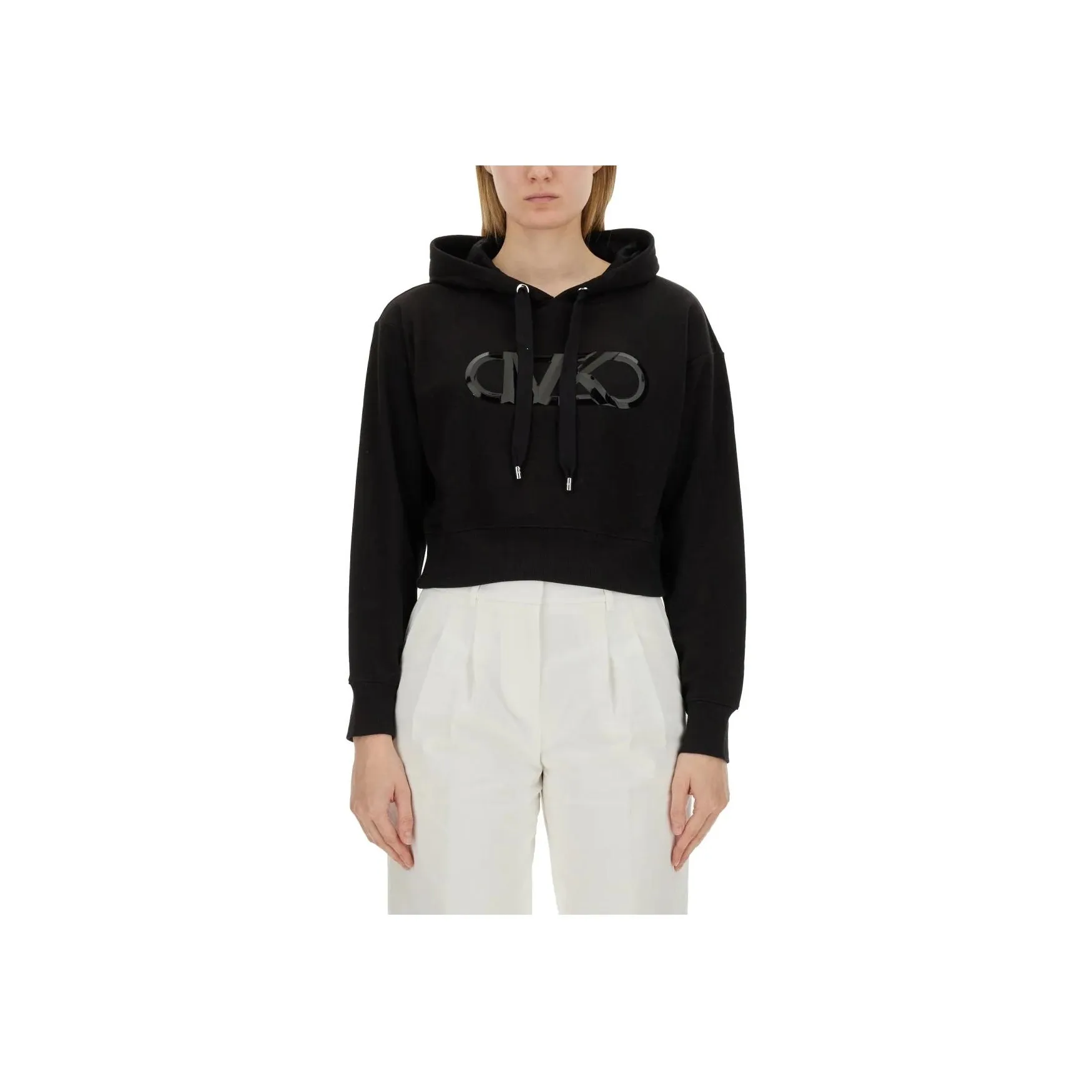 MICHAEL MICHAEL KORS Empire Logo Drawstring Cropped Hoodie