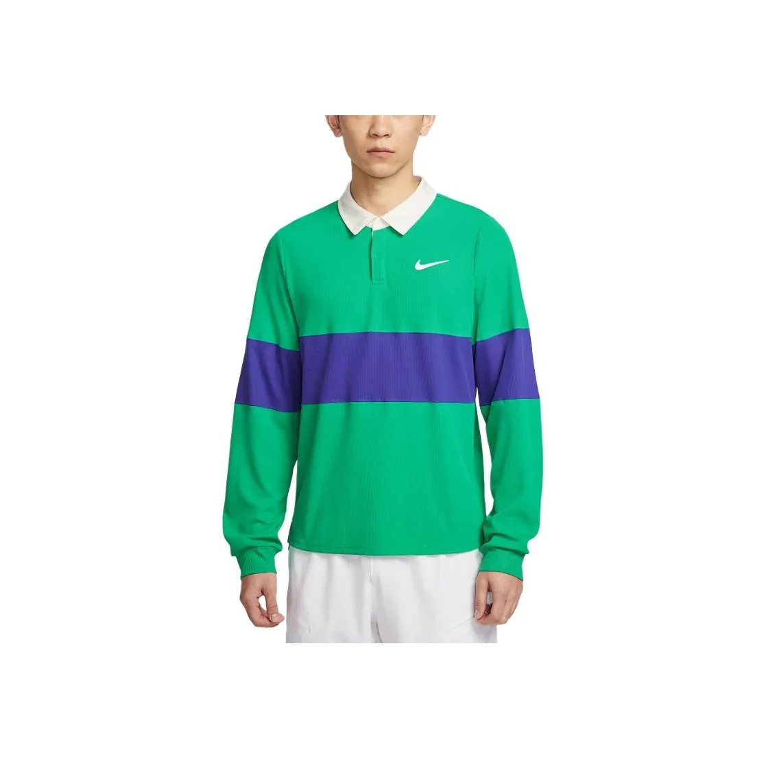 Nike Dri FIT ADVCourt Slam SS25 Теннис Топ Мужской Стадион Зеленый Полуночный Синий Белый