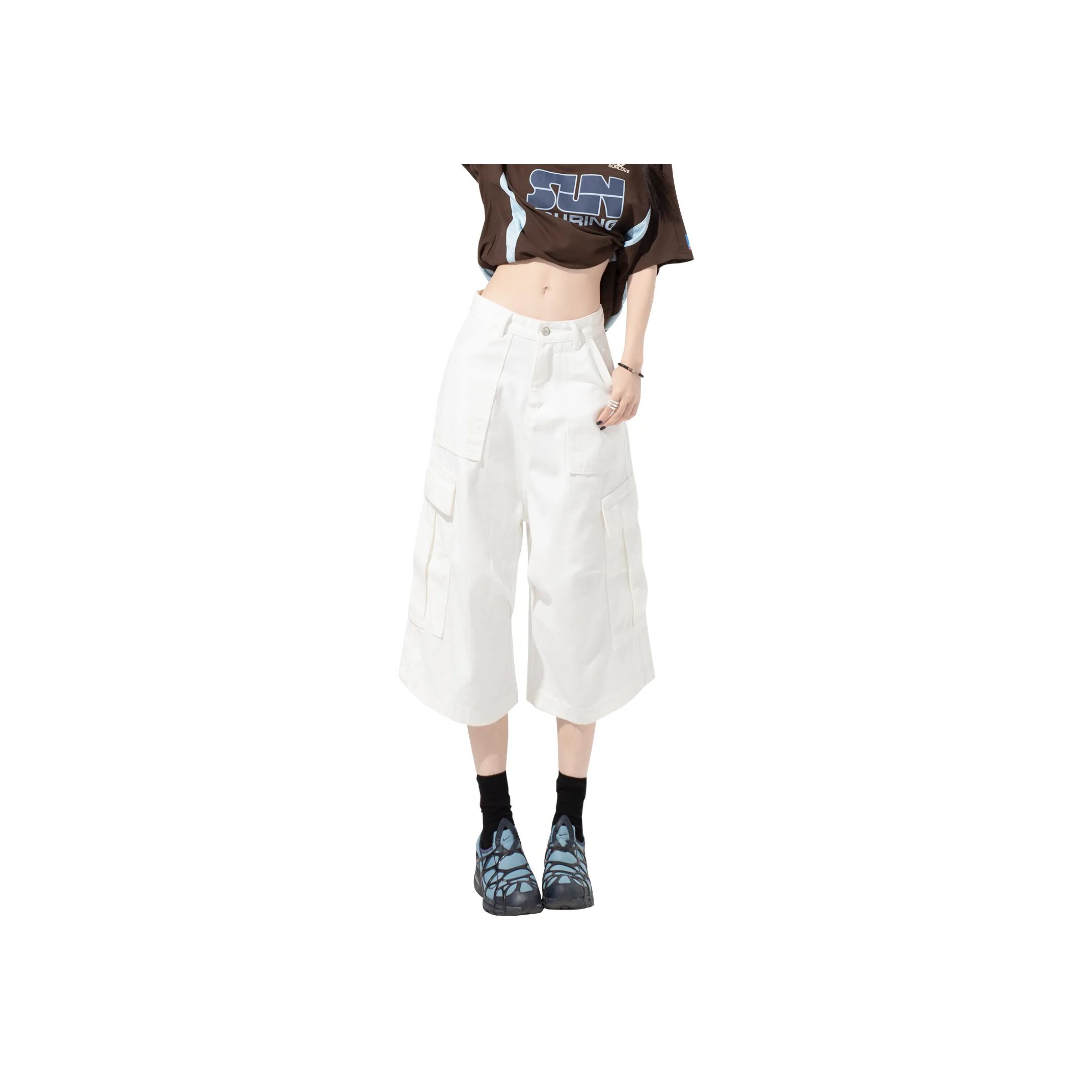Menglaini Jeans Unisex White