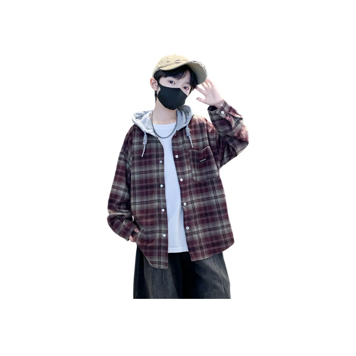 YUGUOGUO Бордовый Школьный возраст Повседневные Рубашки