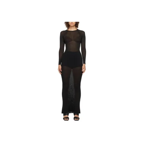 032c Black Женские Длинные Рукава Платья