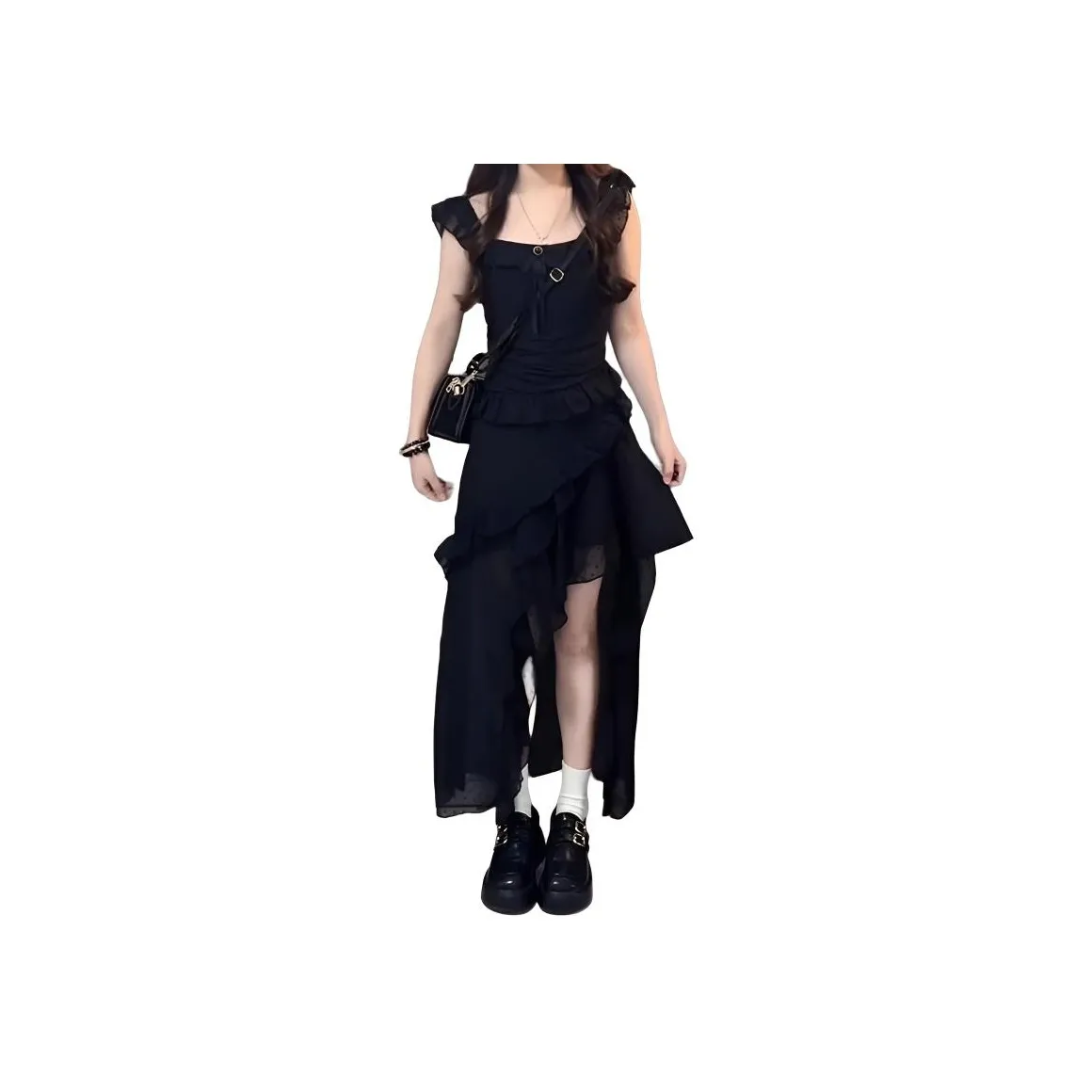 BEAR UNION Hepburn Стиль Черный Юбка Женские Короткий Рукава Платья