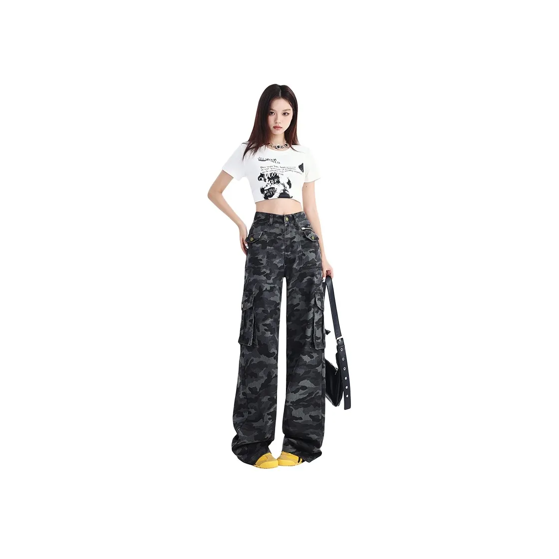 ZAZN Cargo Pants Women's Gray Camouflage