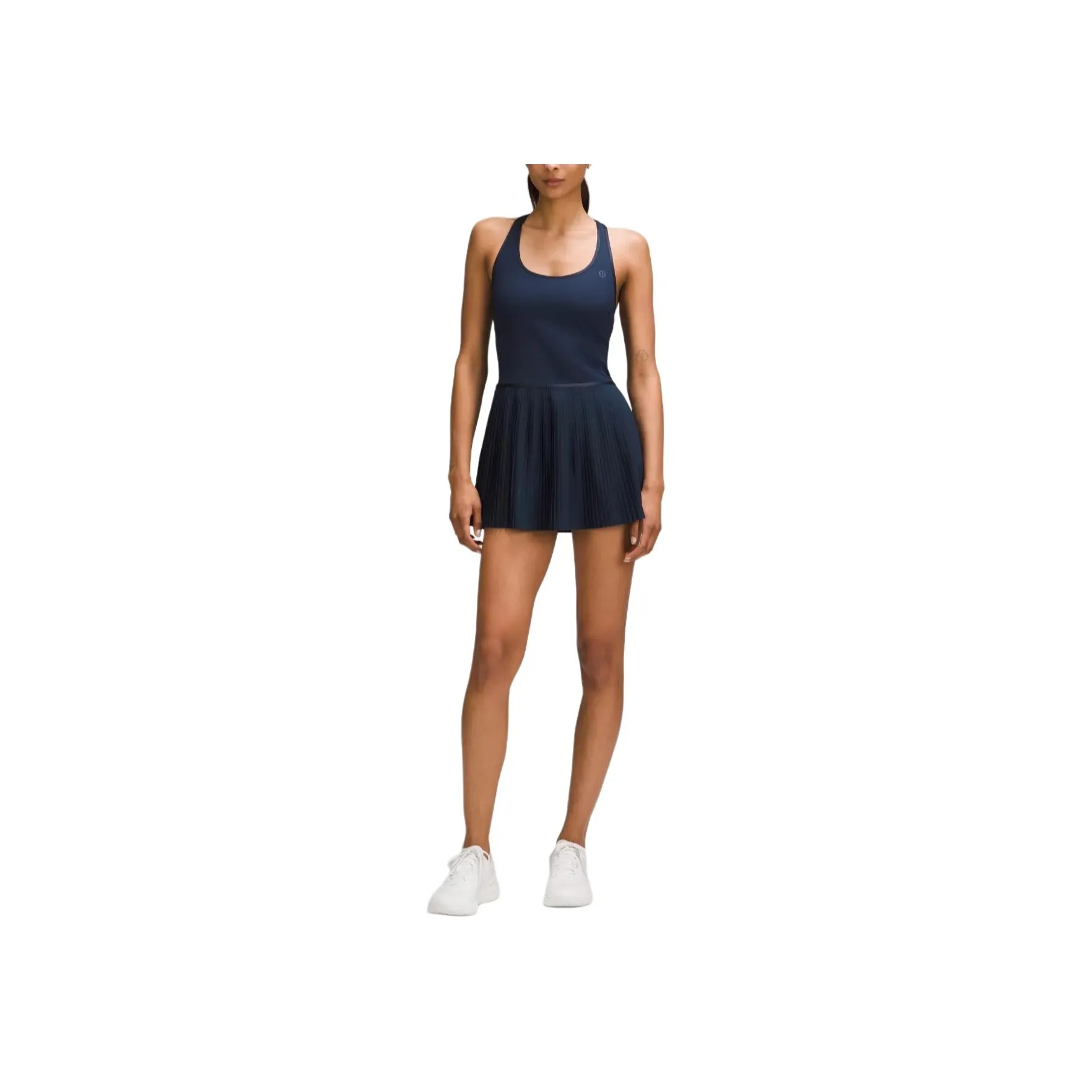 Lululemon Scoop-Neck Pleated Sleeveless Dress Women's Marine Blue