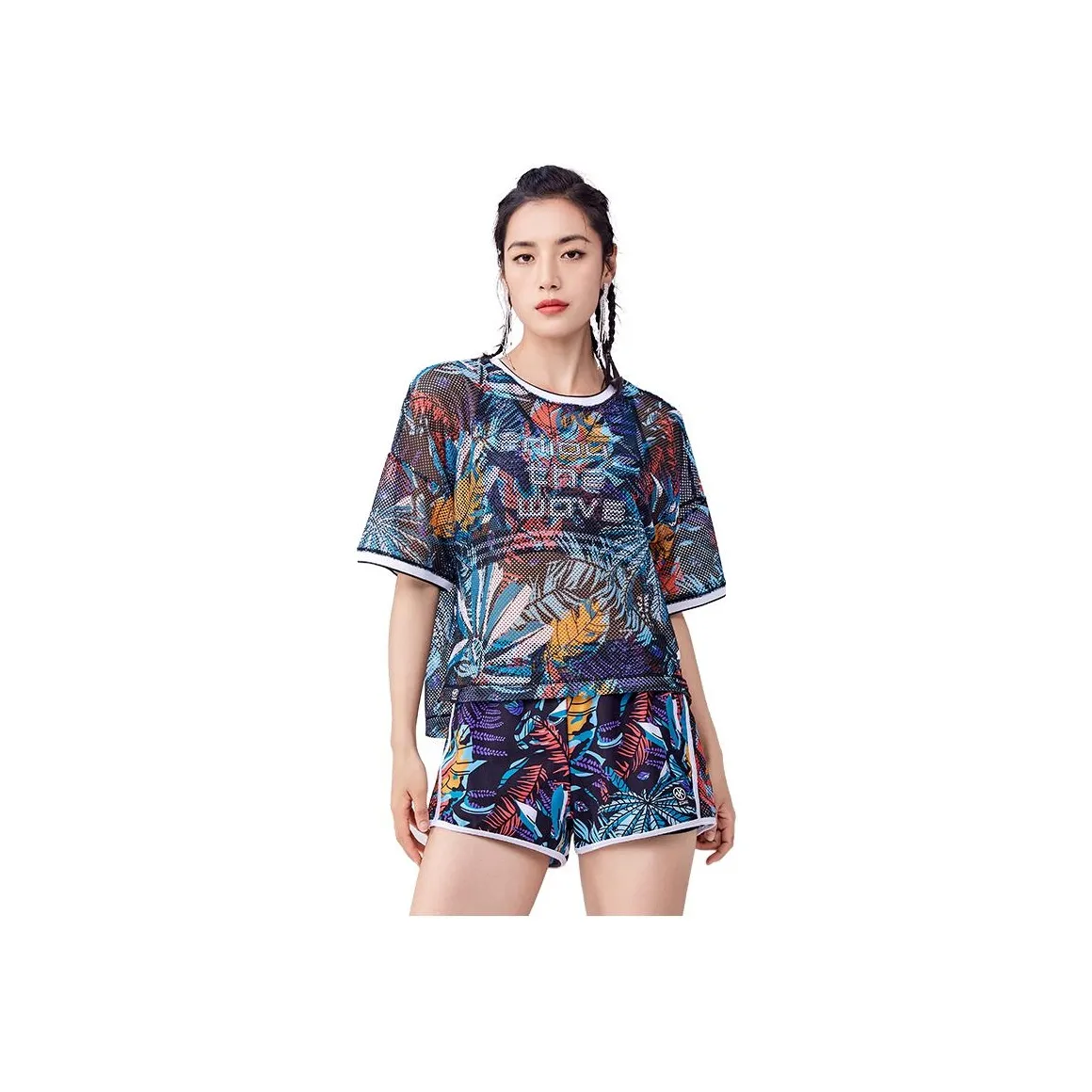 ZOKE Two Piece Swimsuits Women's Black With Yellow Green Floral