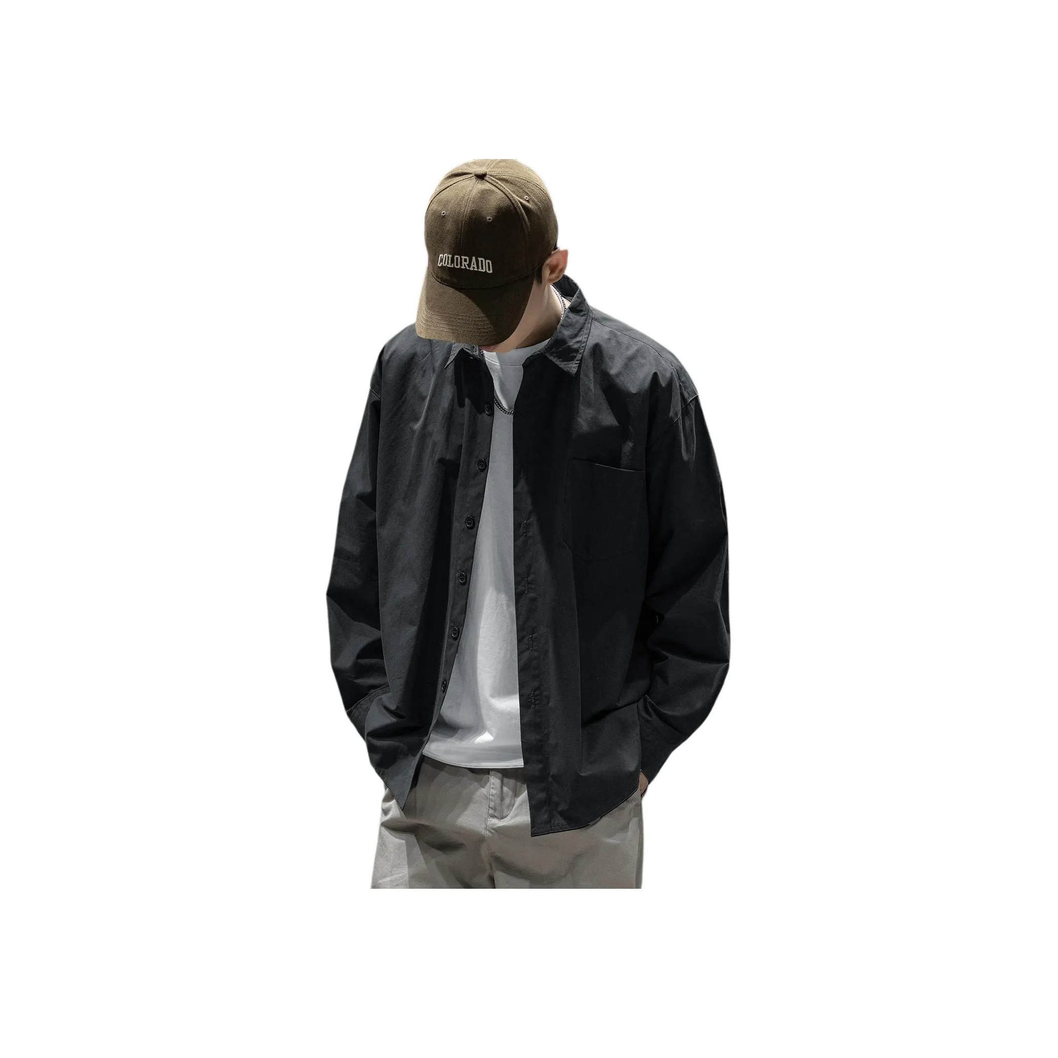 WOOD SOON Повседневная рубашка из 100% хлопка с откладным воротником мужская