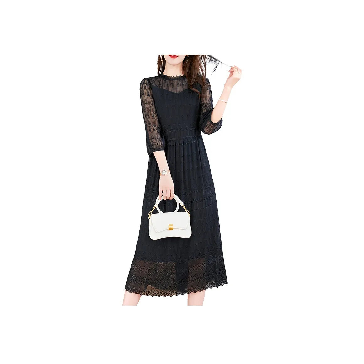 To The West Long Sleeved Dress Women's Black