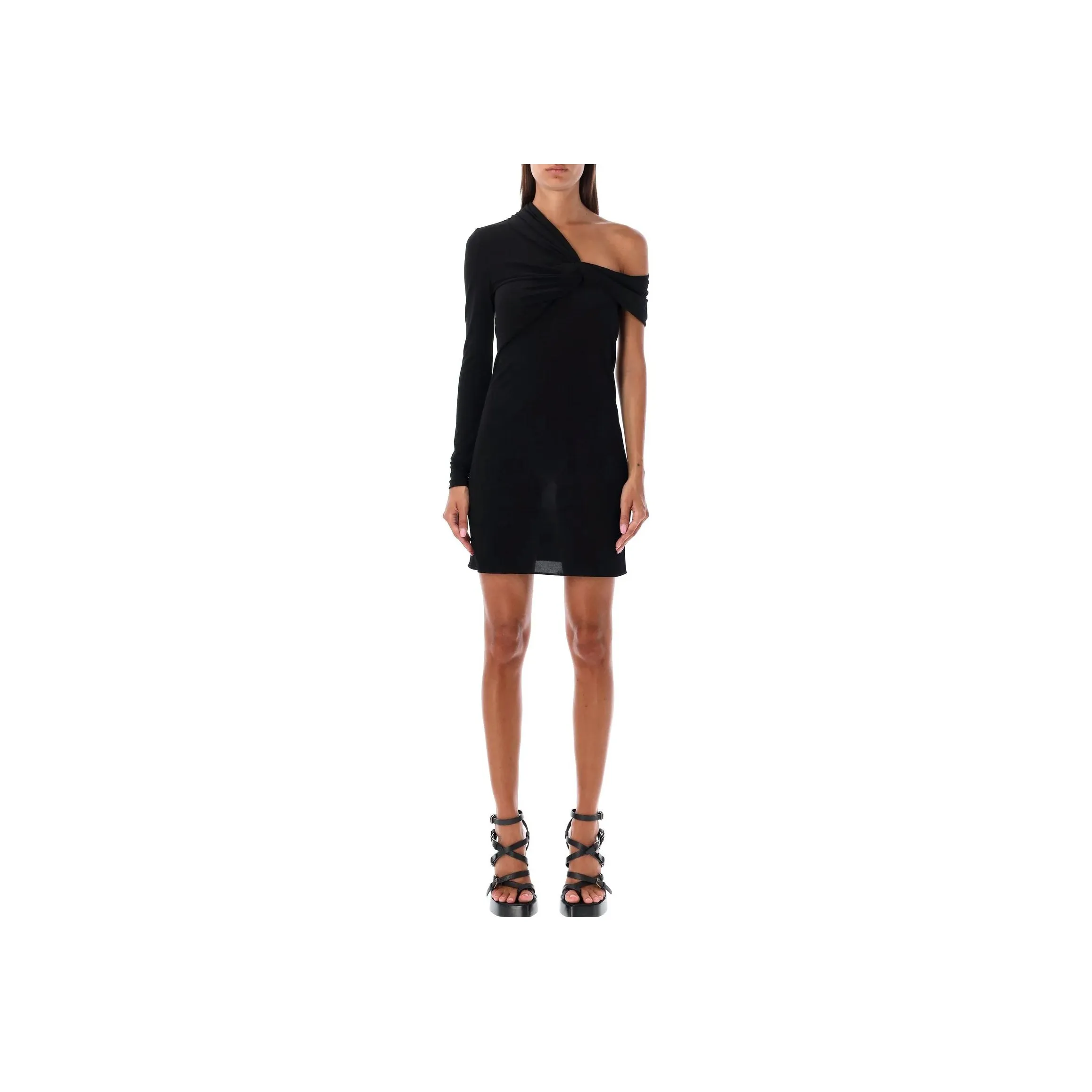 SAINT LAURENT Ruched One Sleeved Mini Dress