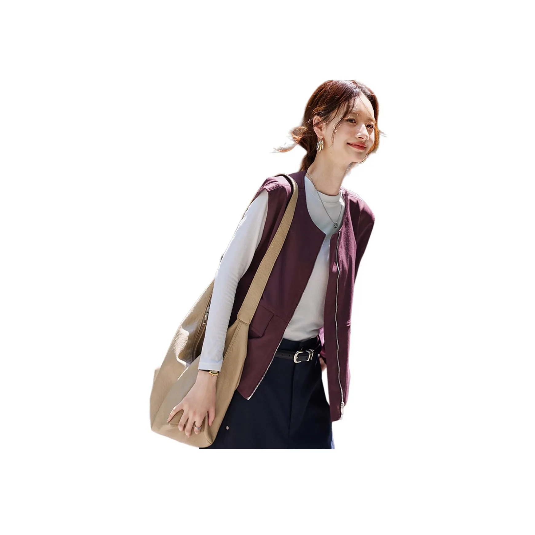 Still quiet Бургунди Фиолетовый Женские Жилеты