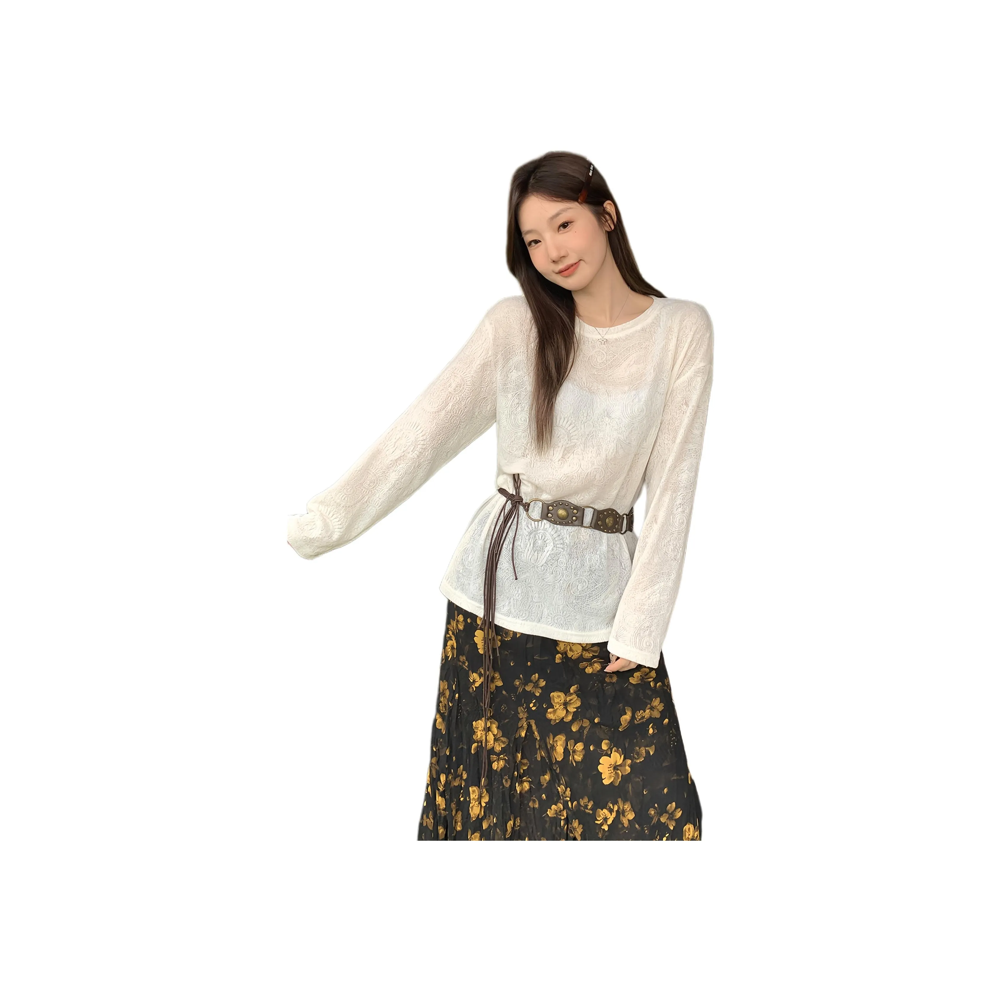 GORGEOUSIDEA Белая длинная рубашка с длинным рукавом женская футболка T-рубашка