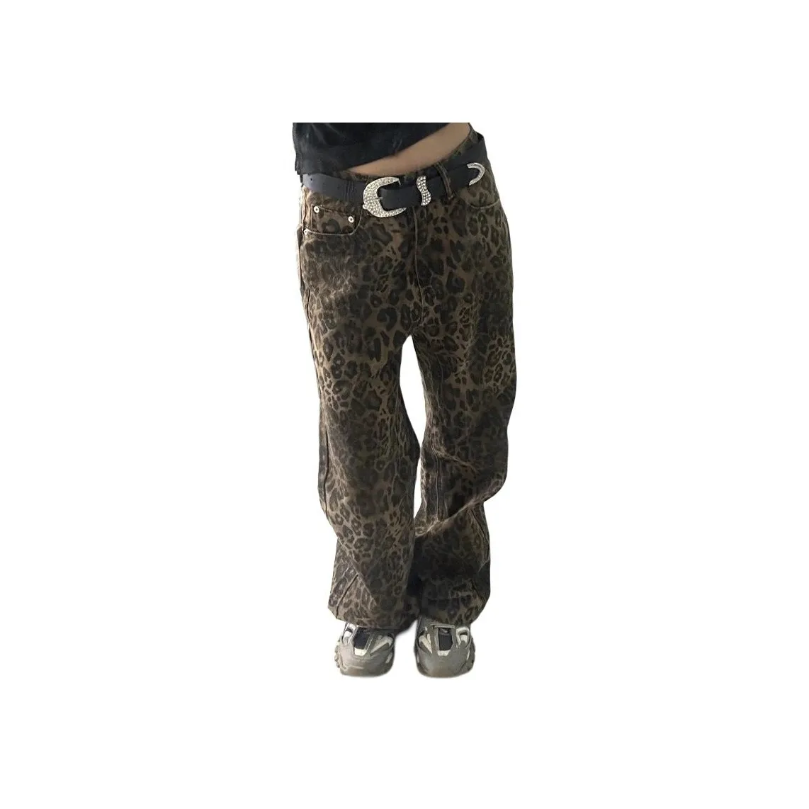 YEARNED Женские джинсы с леопардовым принтом