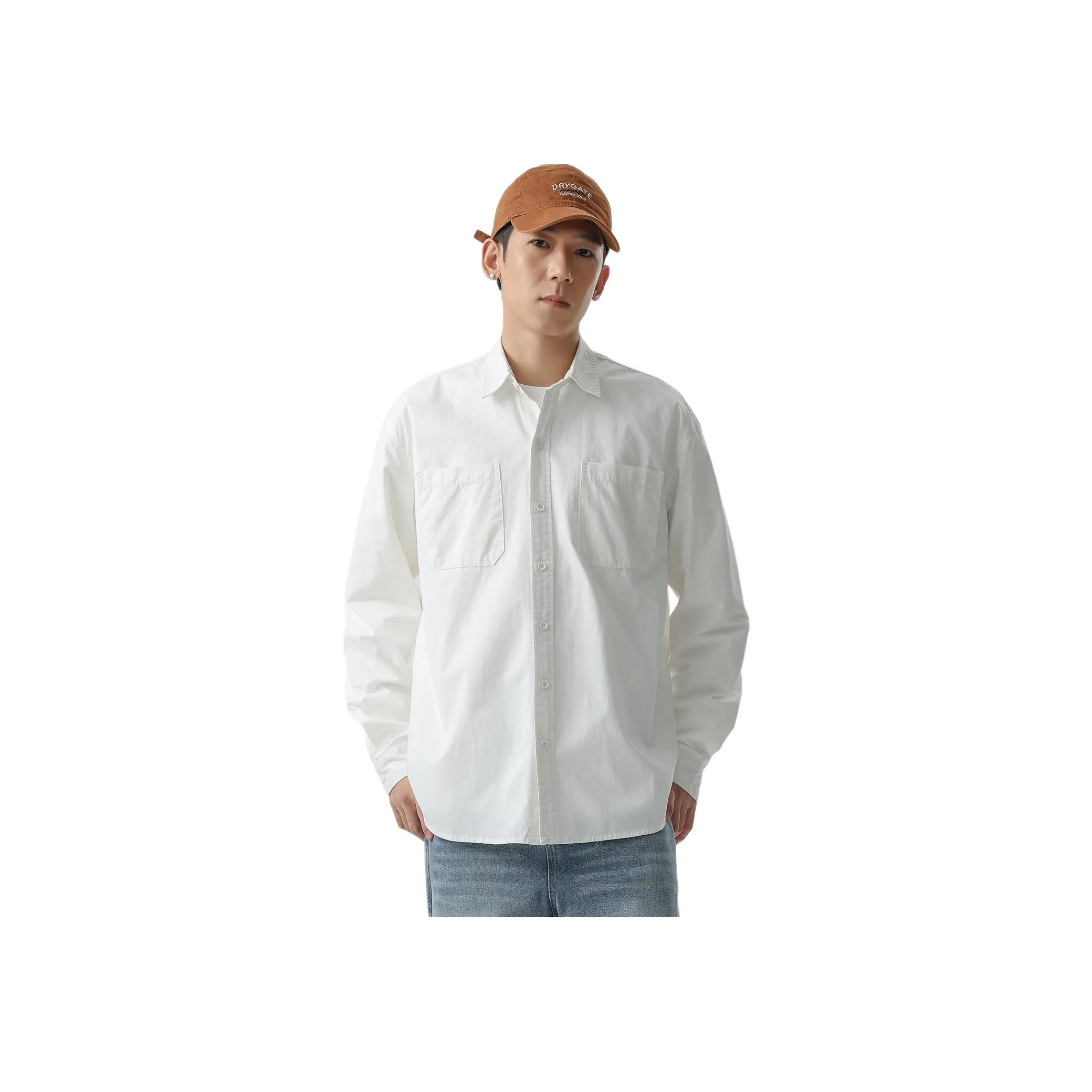 WOOD SOON Рубашка Куртка Casual Loose Форма Рабочий стиль Отложной воротник Рубашка Унисекс