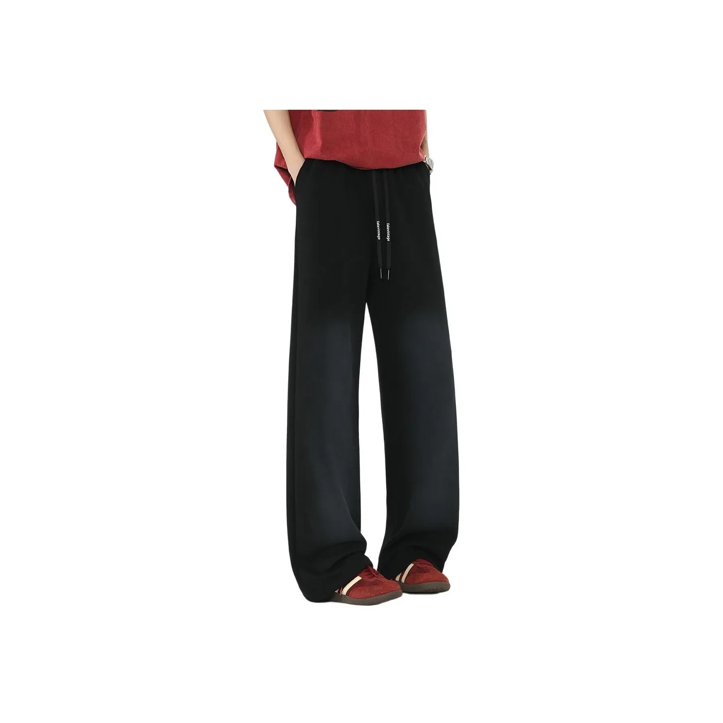 FAKE VINTAGE Knitted Sports Pants Unisex Black