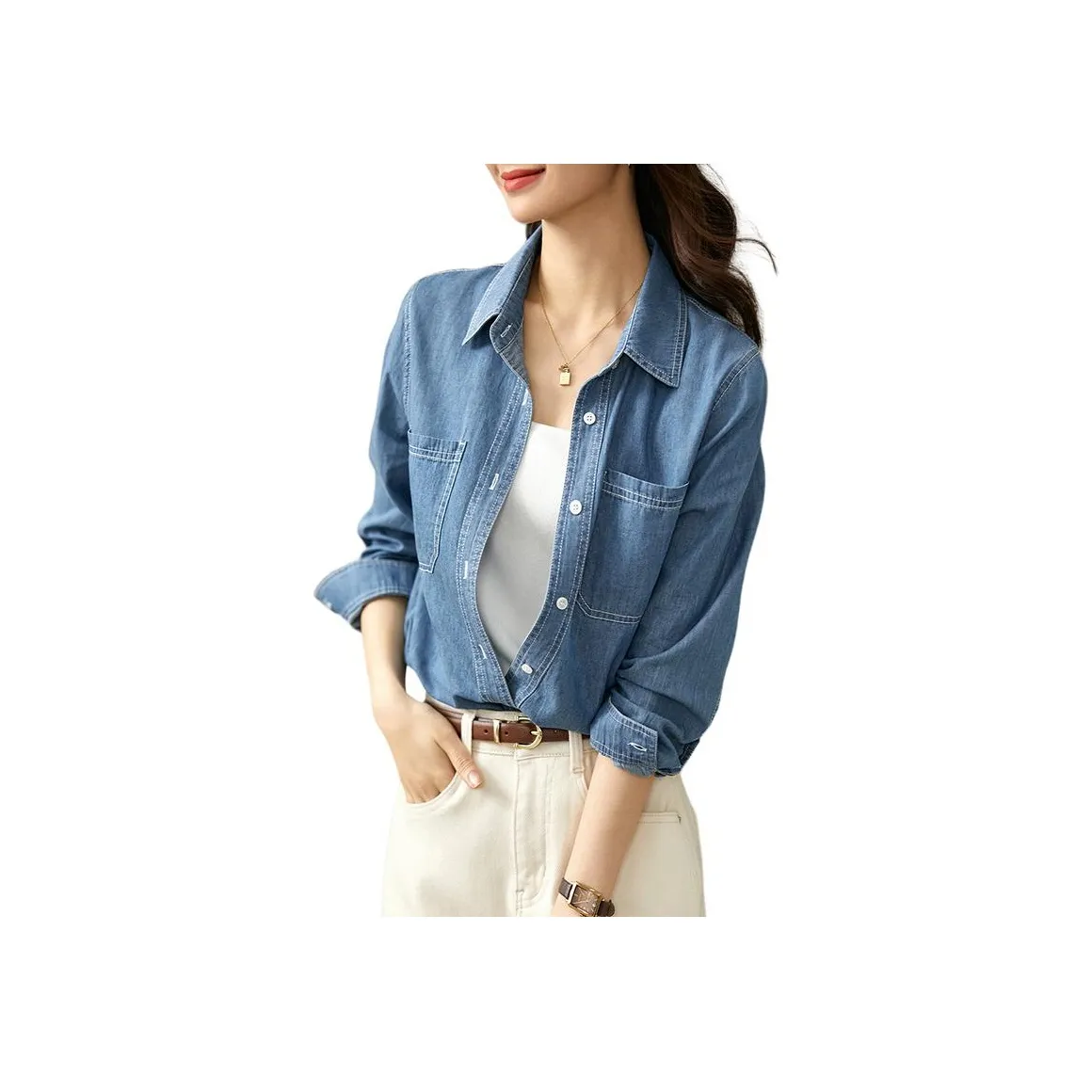 SENTUBILA Рубашка Женская Темно-Небесно-Синий