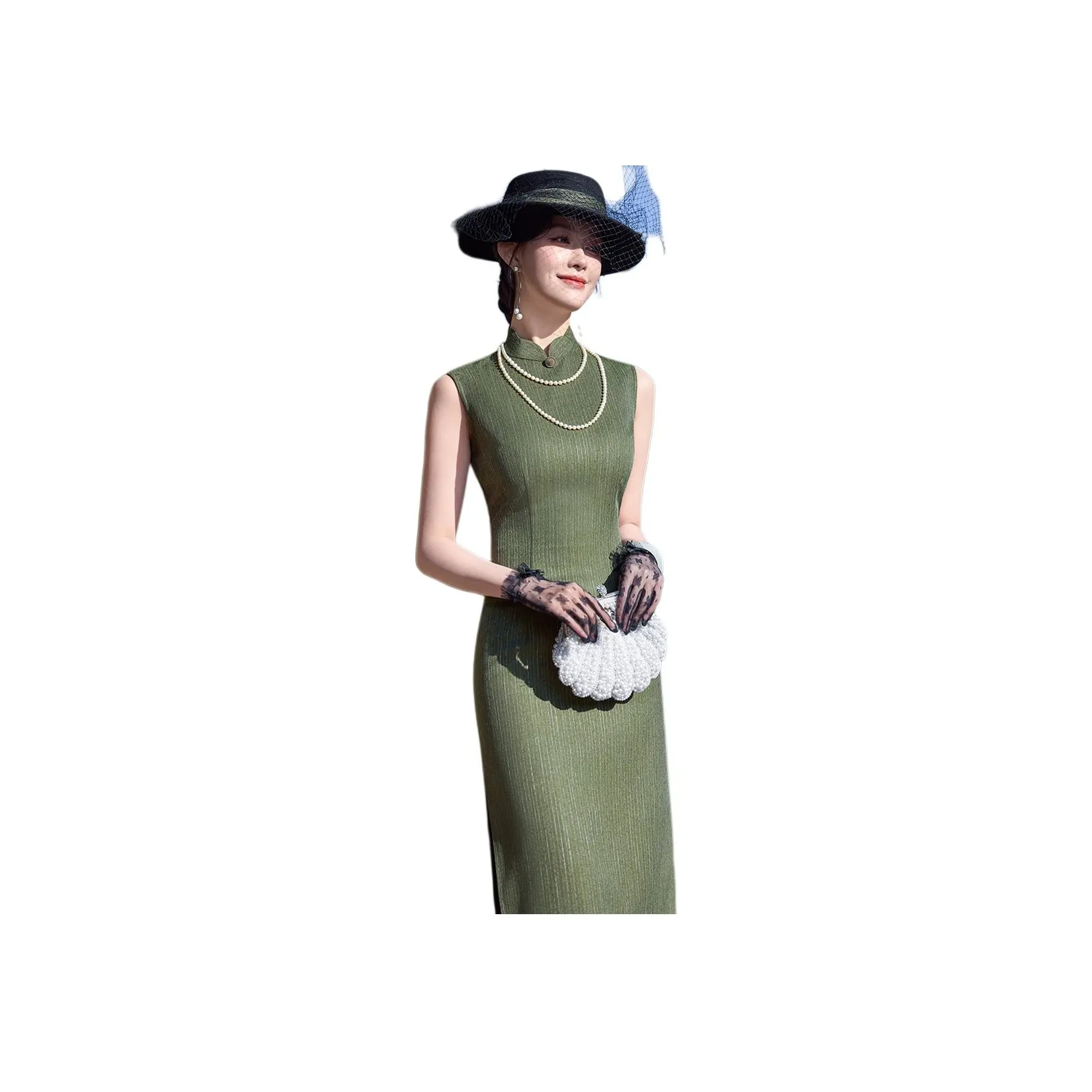 ENEESSI Spring Summer Release Cheongsam Women's Pickle Green Black Apricot
