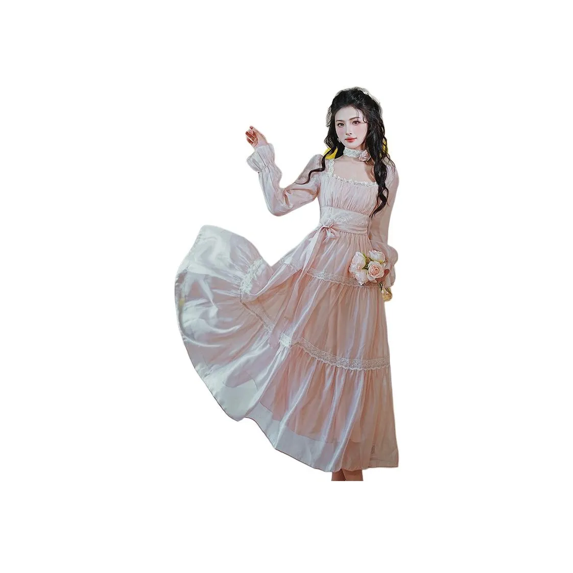 Kiki Clothing Boutique Длинное платье с длинными рукавами женское