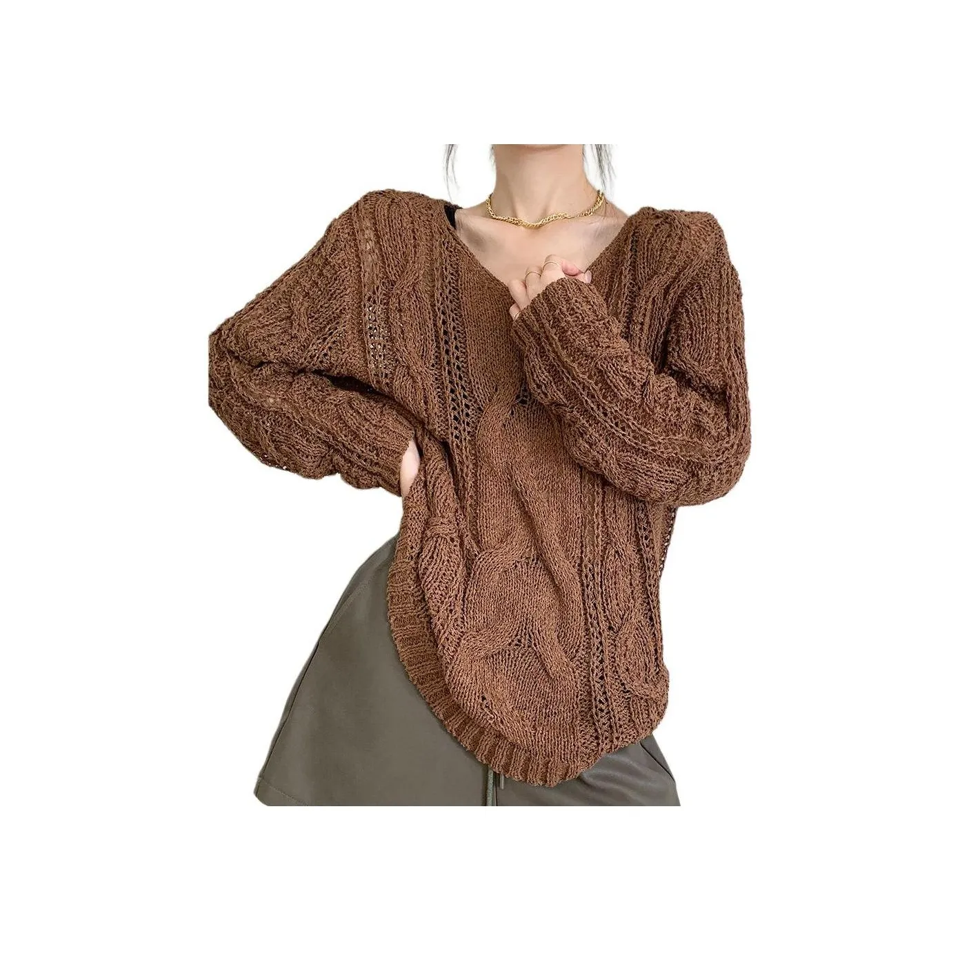 NANING9 Трикотаж Женский Кофейный