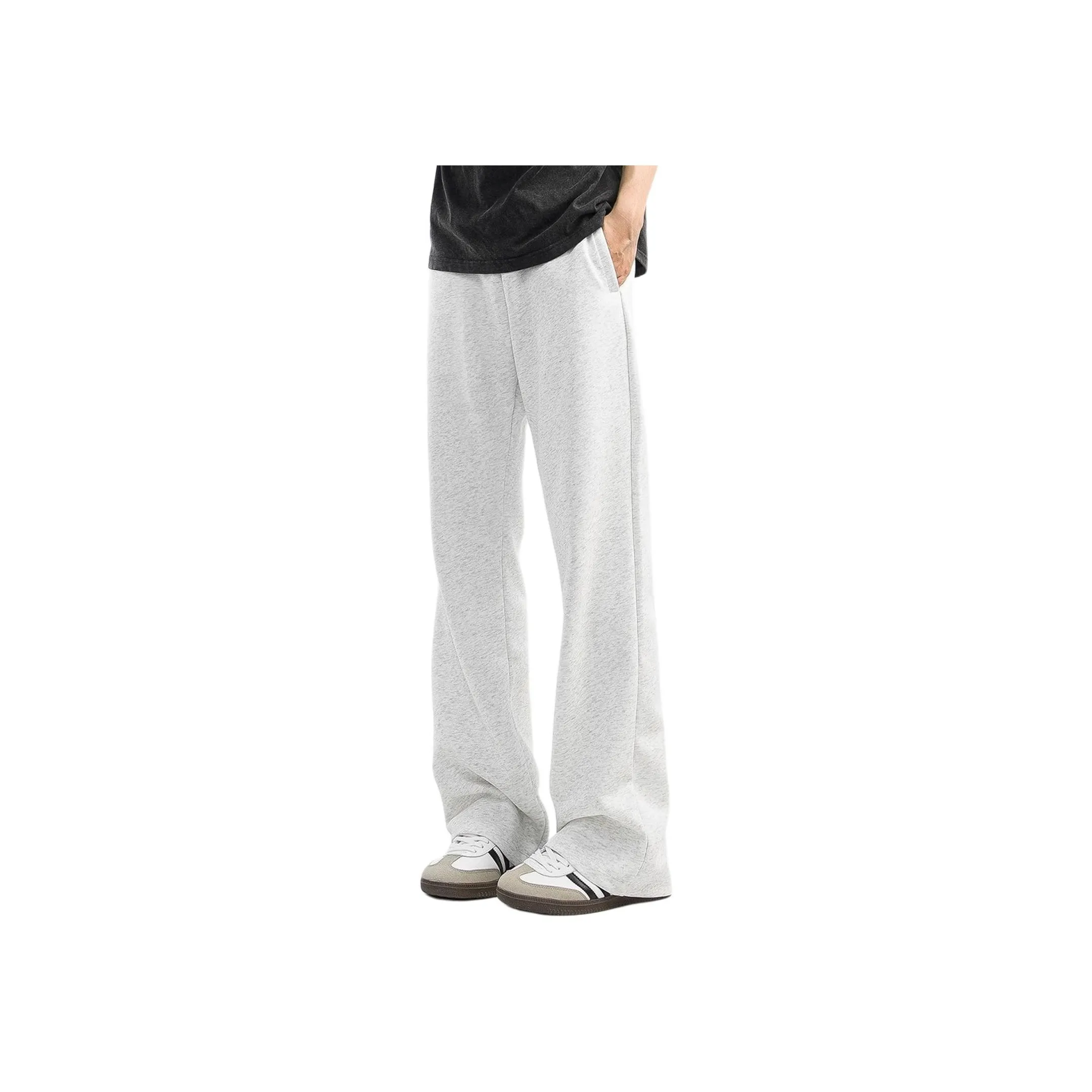 Menglaini Casual Pants Unisex Light Heather Gray